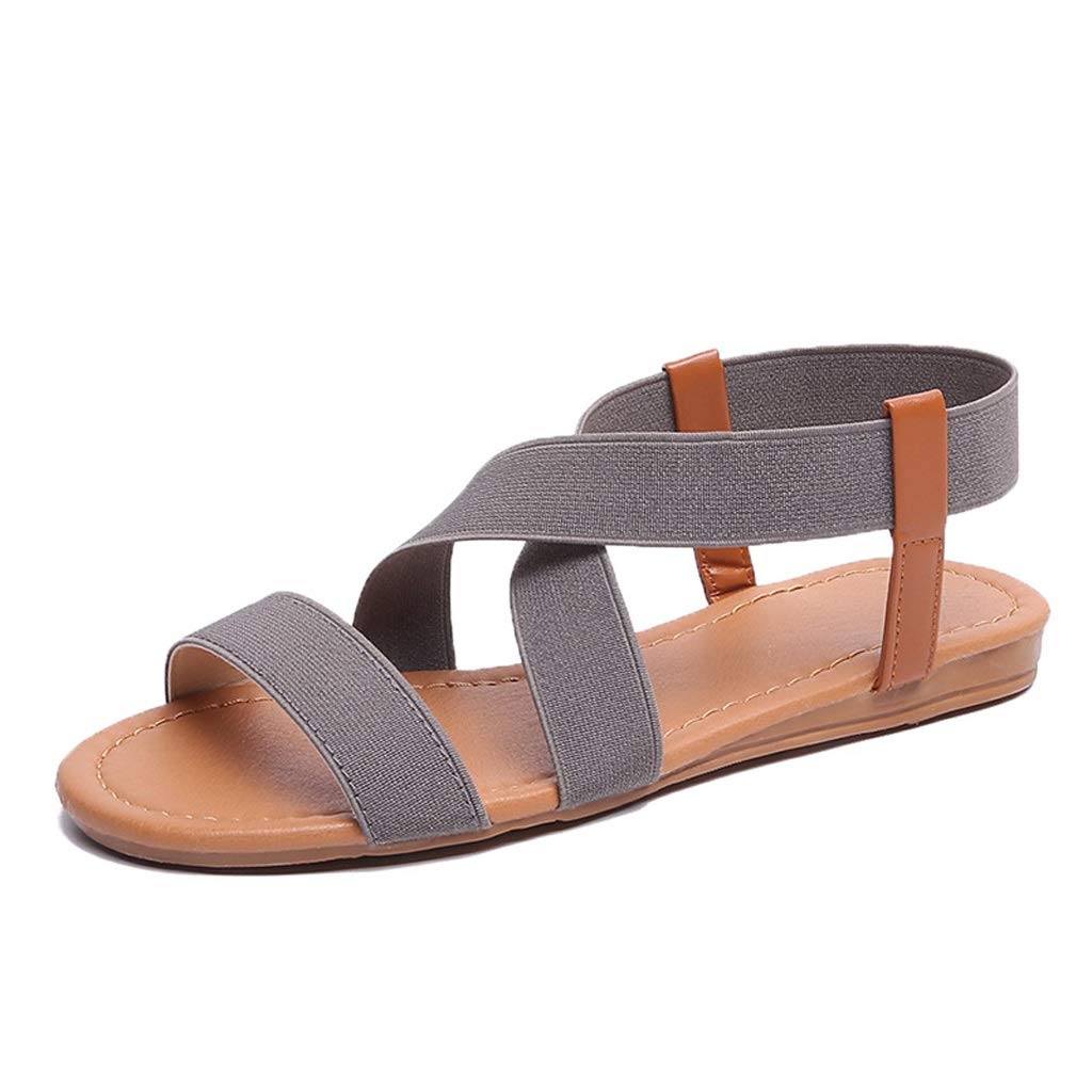 Women's Summer Sandals - Flat Heel Peep Toe Casual Platform Shoes | Breathable Hollow Design | Soft & Comfortable for Beach, Walking & Vacation | Size 9.5 | Color B