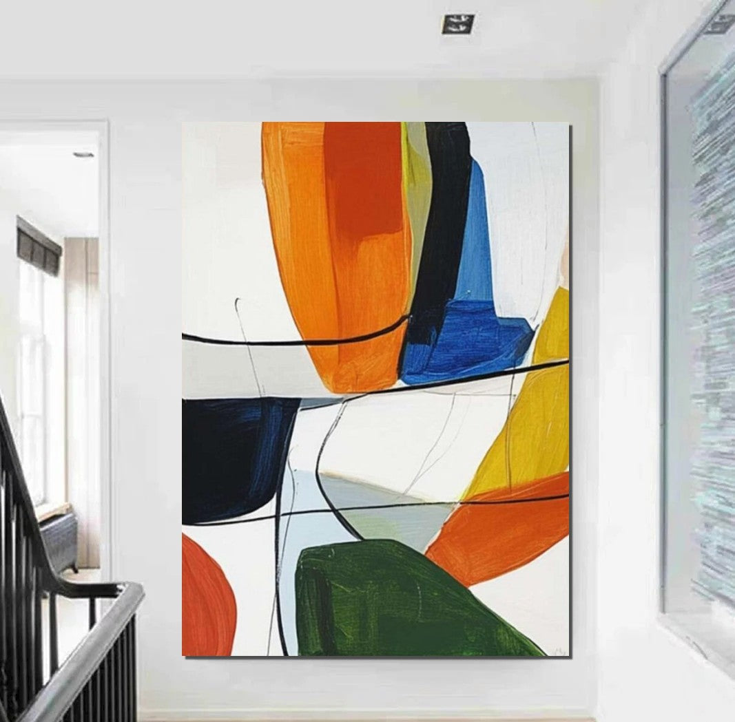Large Abstract Hand Painted Canvas Art - Acrylic Wall Paintings for Living Room Decor | Modern Home & Office Wall Art