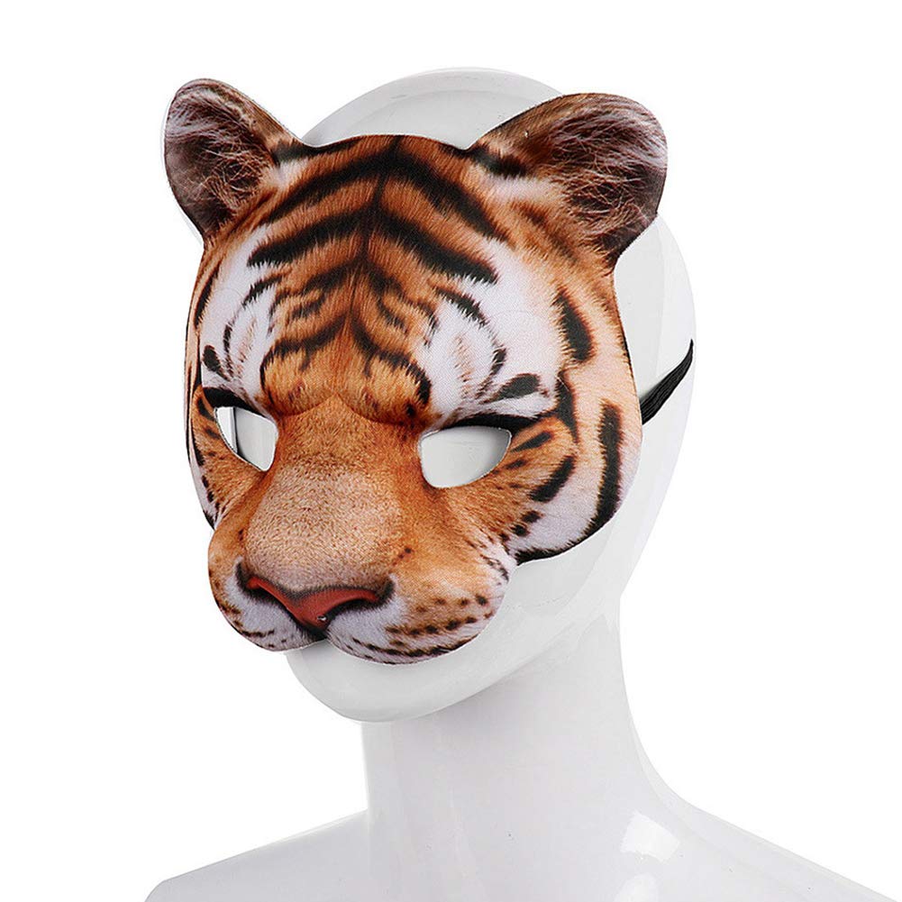 MANMAOHE Halloween Tiger Half Face Mask - Realistic Animal Costume Mask for Halloween, Carnival & Masquerade Parties | Perfect for Cosplay, Costume Events & Themed Celebrations