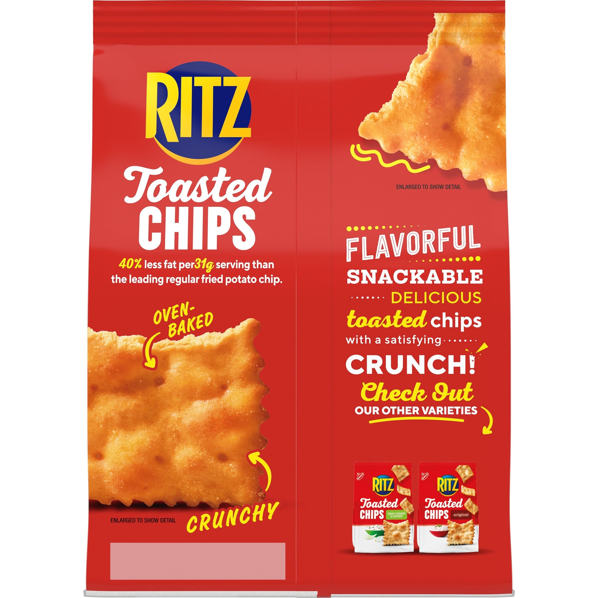 RITZ Toasted Chips Cheddar Cheese Crackers - 8.1 oz Party Snacks Pack - Perfect for Game Nights, Picnics & Office Snacking