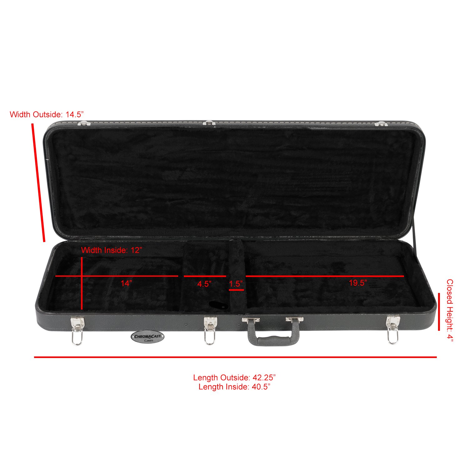 ChromaCast CC-EHC Black Electric Guitar Hard Case with Strap & Pick Sampler - Durable Protection for Travel, Gig & Storage