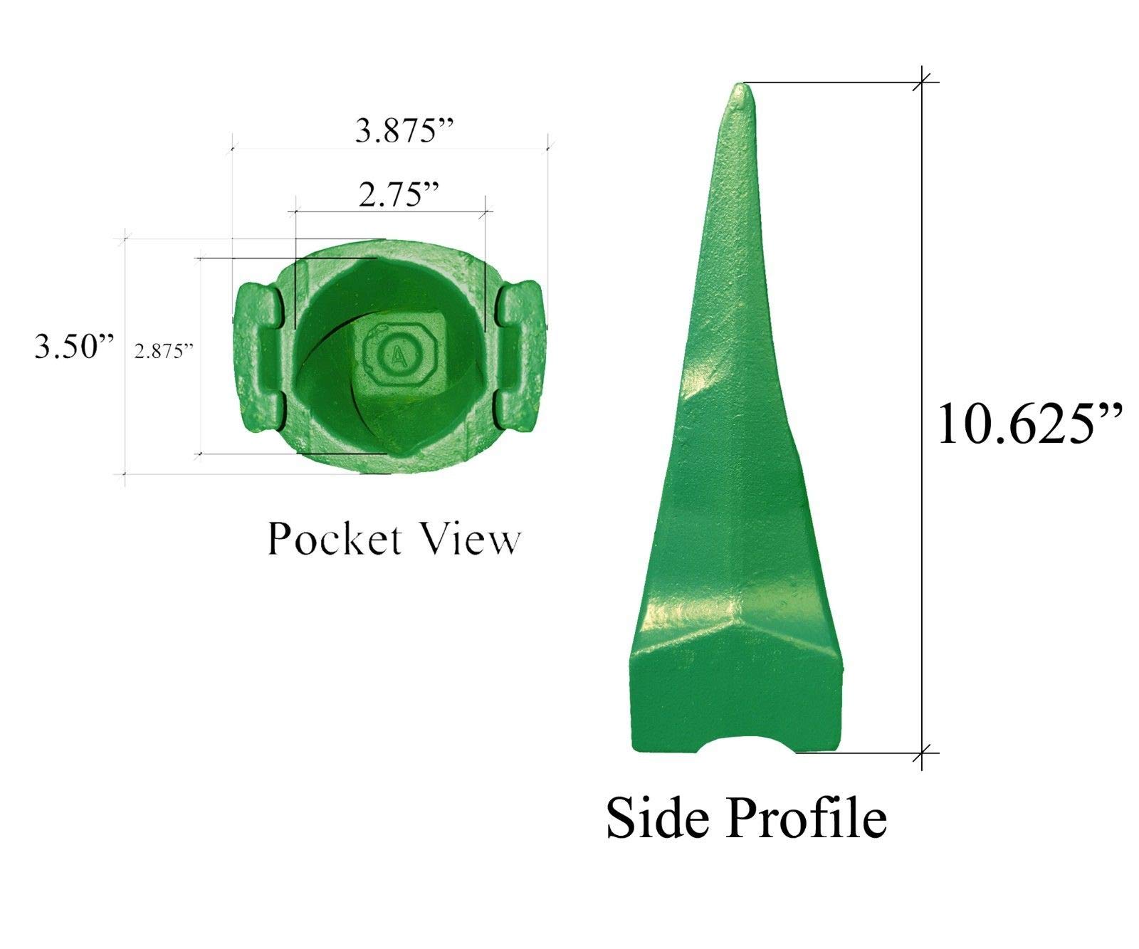 2-Pack Esco Style Super V Excavator Twin Tiger Rock Bucket Teeth & Pins - V29TVY Replacement Parts for Heavy-Duty Digging and Mining Operations