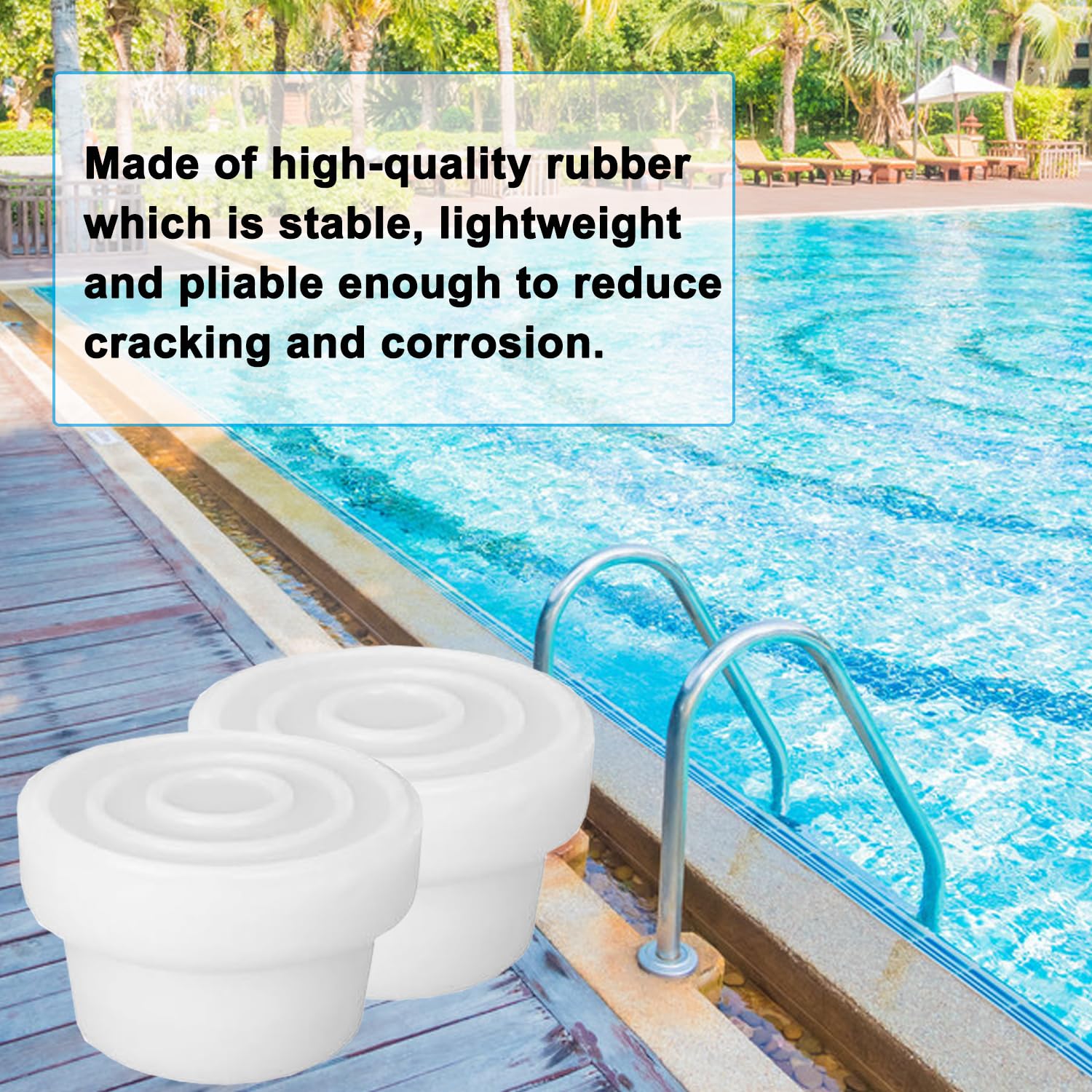 4 Pack Pool Ladder Bumpers for Inground Pools - Rubber Inside Plug Caps Fits 1.9