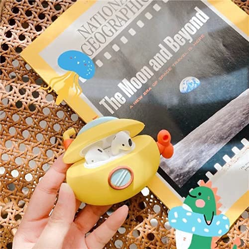 Infinister Astronaut AirPods 1 & 2 Protective Case with Keychain - Durable Shockproof Cover for AirPods 1st & 2nd Gen (Yellow Submarine Design) - Perfect for Travel, Gym & Everyday Use