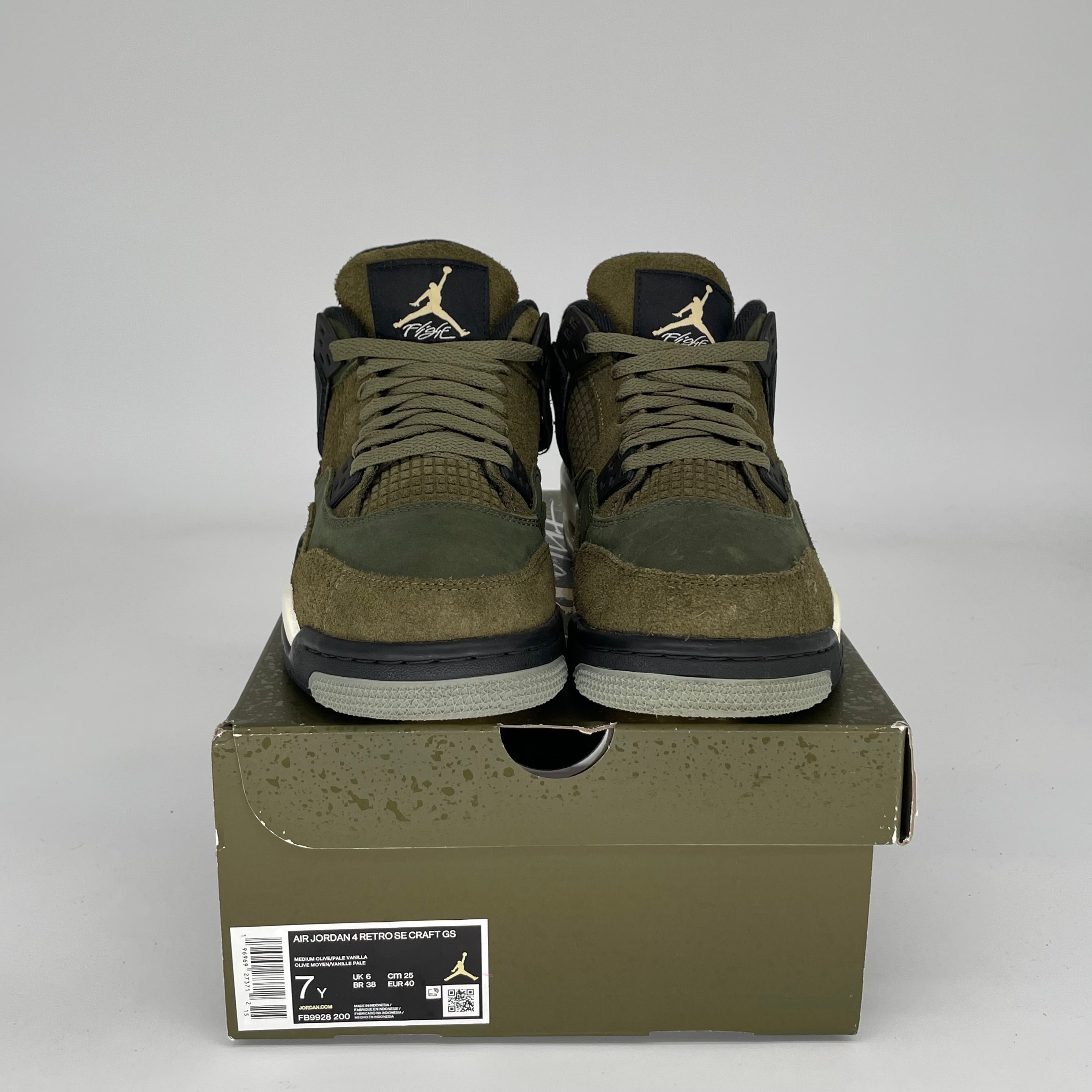 AIR JORDAN 4 CRAFT MEDIUM OLIVE SIZE 7Y FB9928-200 - Retro Basketball Sneakers for Men & Kids - Perfect for Streetwear, Casual Outfits & Sneaker Collectors
