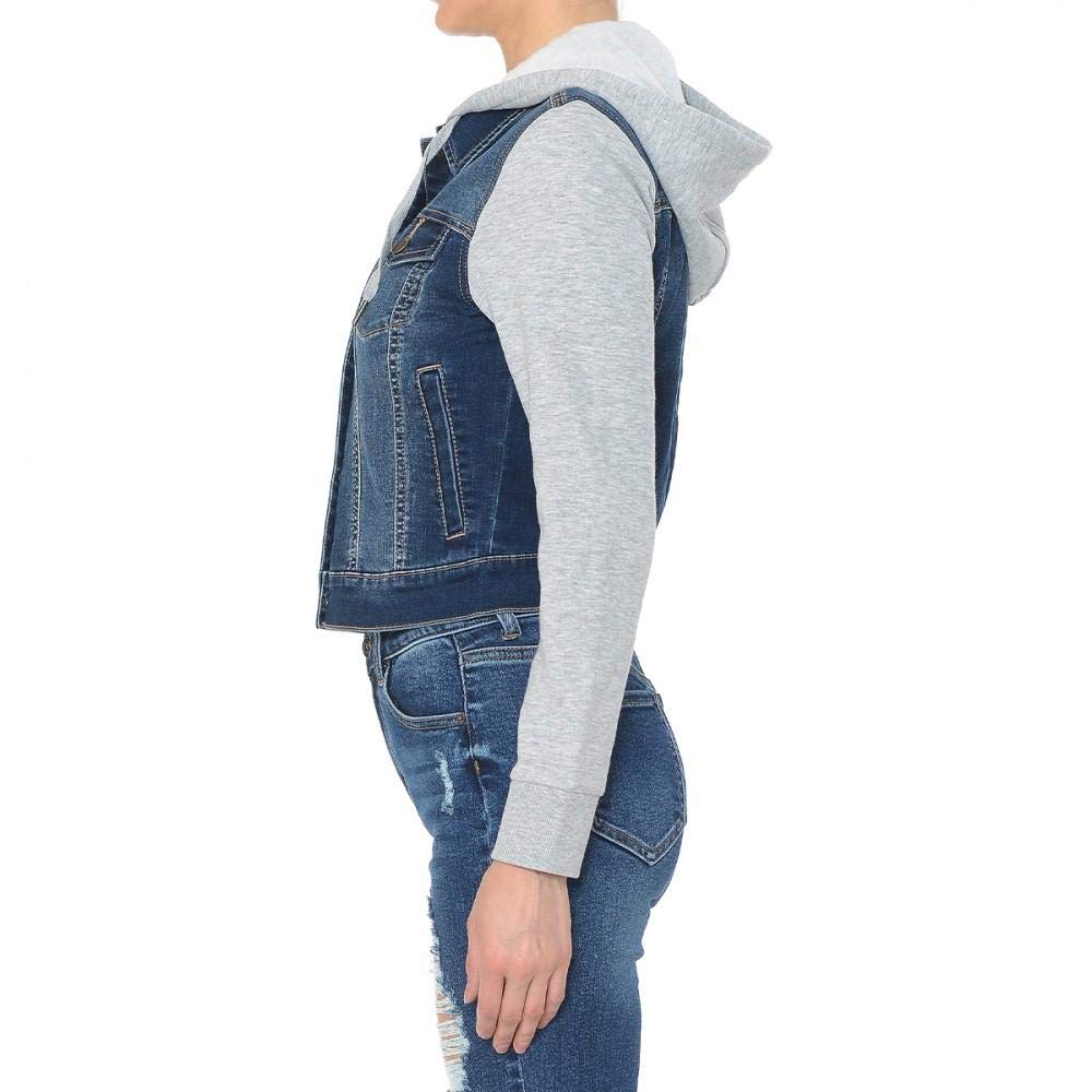 Khanomak Women's Fleece-Lined Denim Jacket with Hood & Long Sleeves - Cozy Winter Fashion for Outdoor Activities & Casual Wear