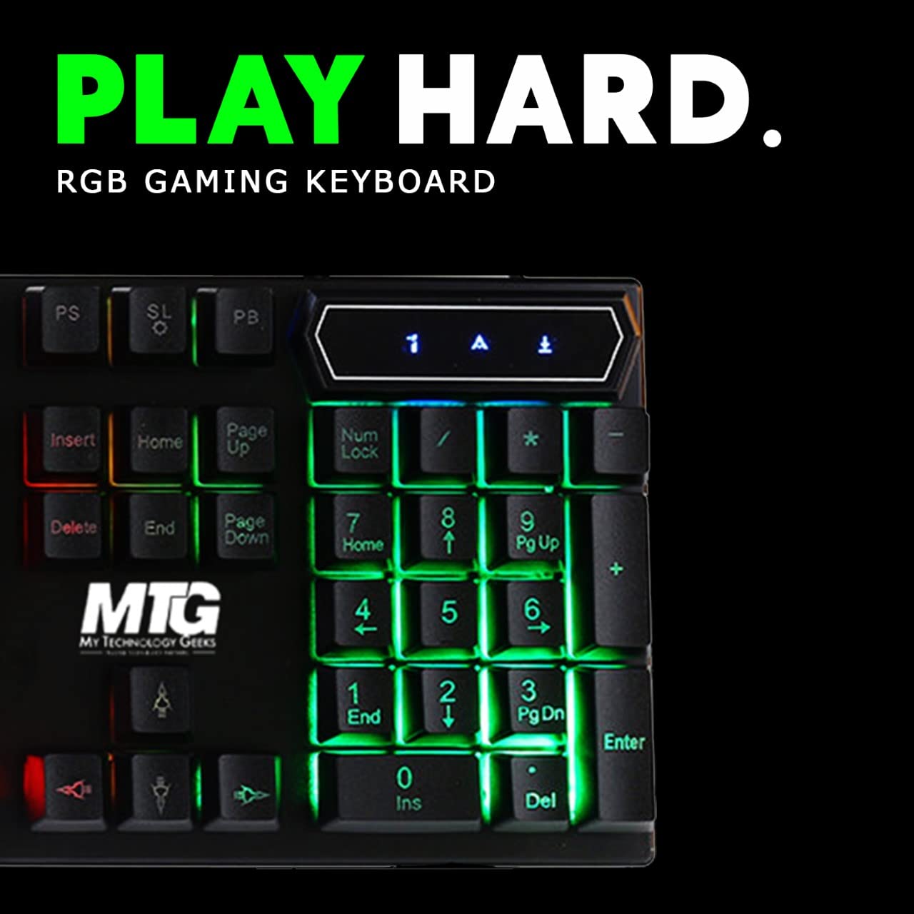 MTG Gaming Wired RGB LED Backlit Mechanical Keyboard - 19 Anti-Ghosting Keys, USB Plug & Play for Windows, Mac, Linux (Black) - Perfect for Esports, Streaming & PC Gaming - Pack of 20