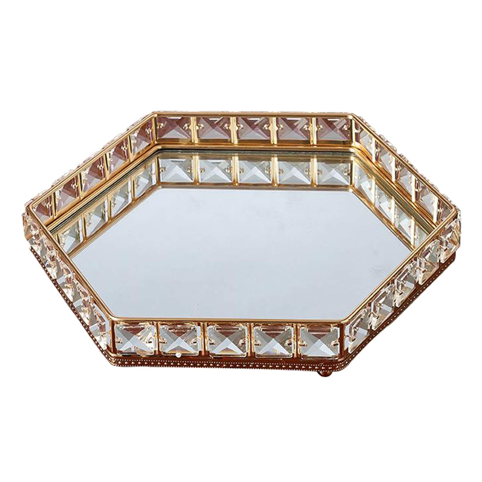 Baoblaze Vintage Mirrored Tray - Elegant Metal Vanity Organizer for Jewelry, Perfume & Makeup | Decorative Serving Tray for Wedding, Home Decor & Bathroom Storage | Perfect for Dressing Table, Gift Giving & Luxury Display