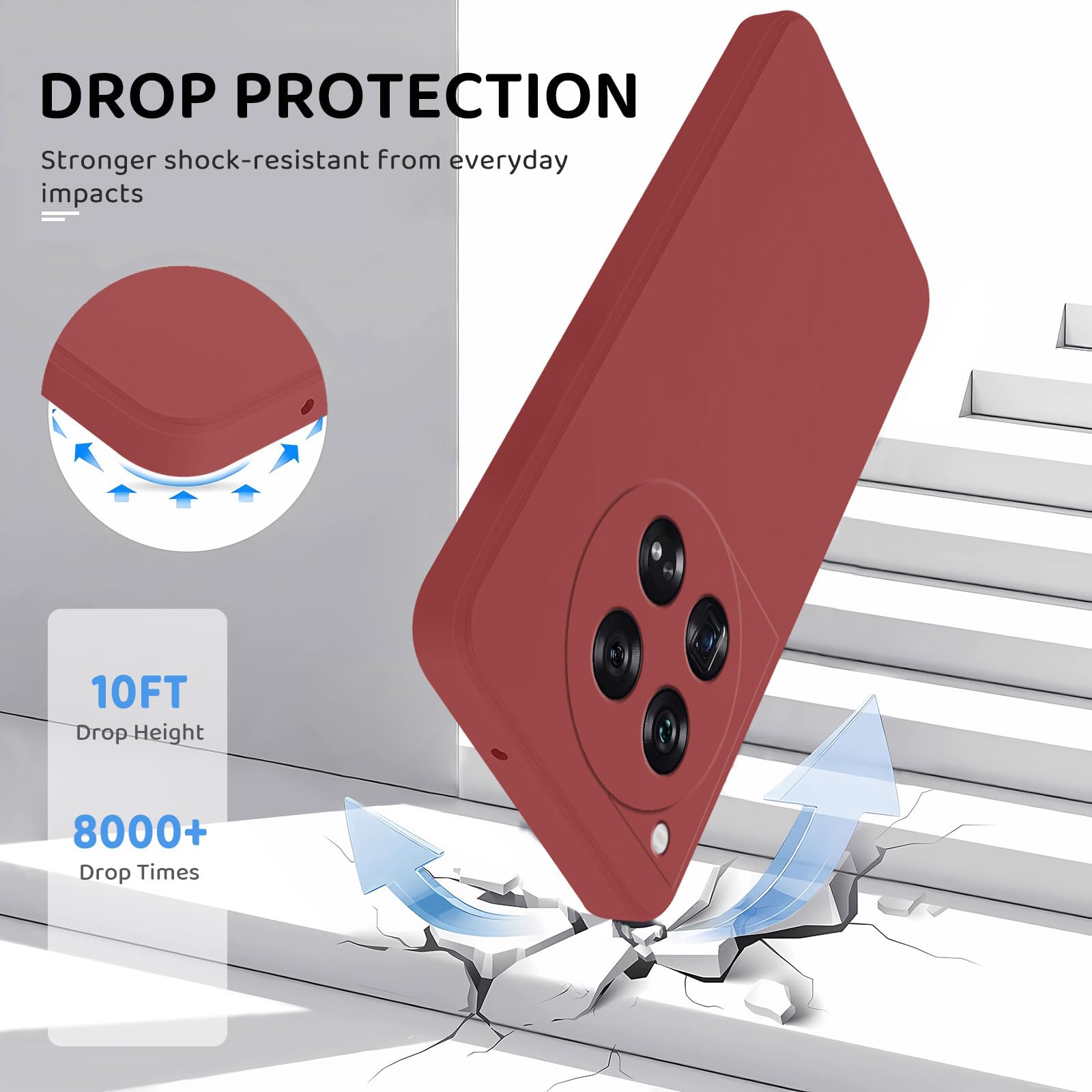 OnePlus 12 Phone Case - Premium Camellia Red Protective Cover for Shock Absorption | Perfect for Daily Use, Travel & Outdoor Activities