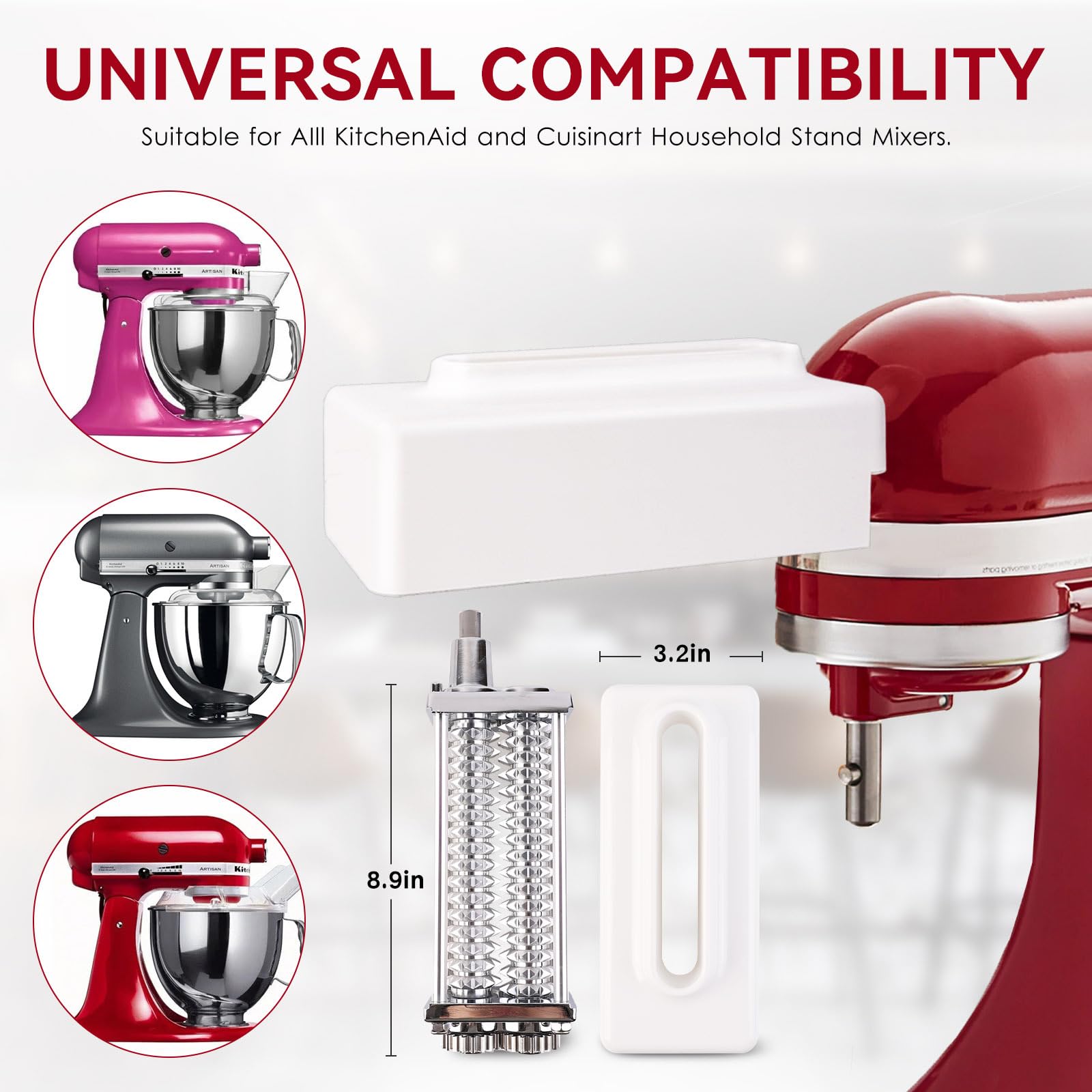 Premium Meat Tenderizer Attachment for KitchenAid & Cuisinart Stand Mixers - Durable Stainless Steel Mixer Accessory - Perfect for Grinding Meat, Making Sausages & Preparing Homemade Burgers