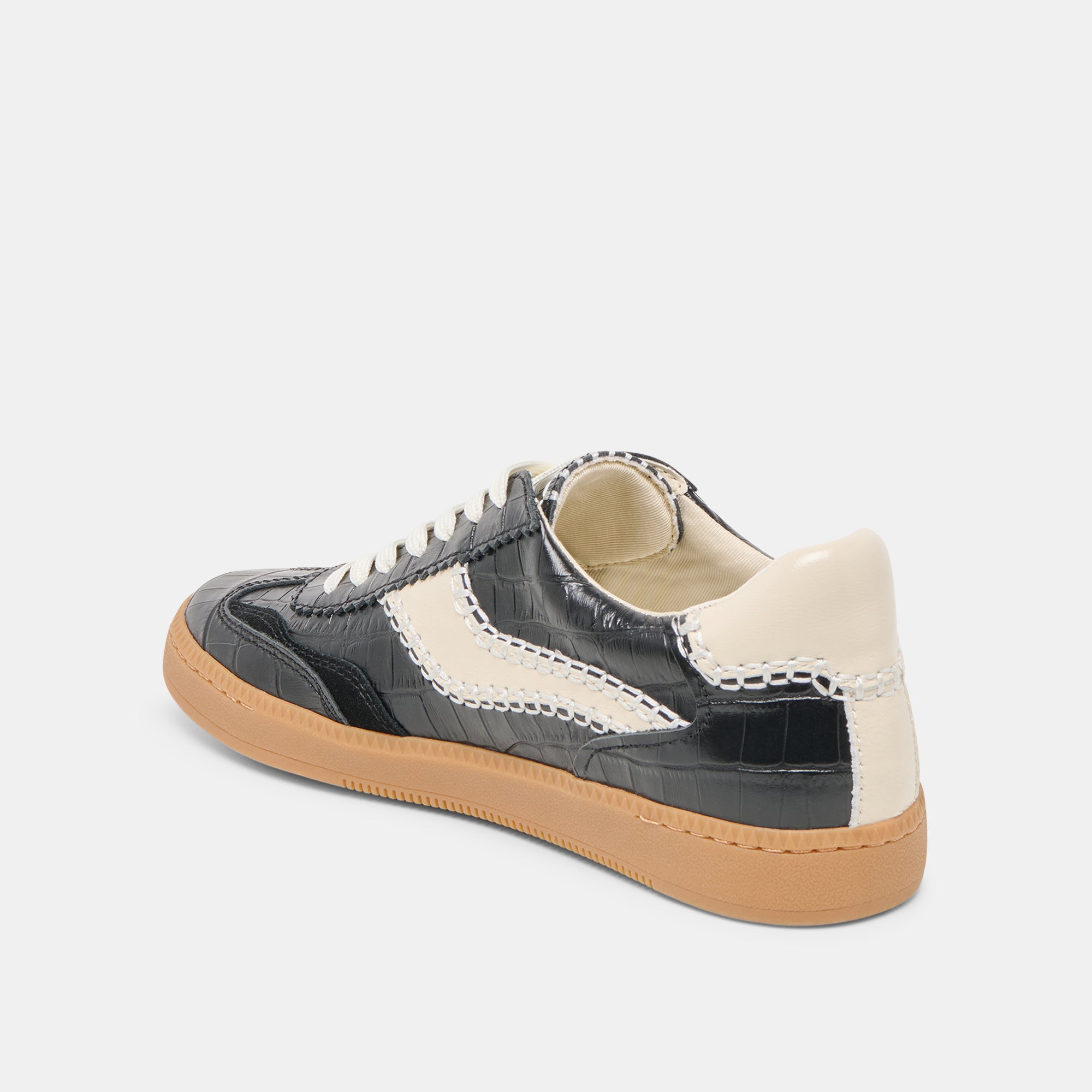 Stitch Sneakers for Men & Women - Noir Crocodile Embossed Leather Fashion Shoes - Perfect for Casual Wear, Street Style & Everyday Comfort