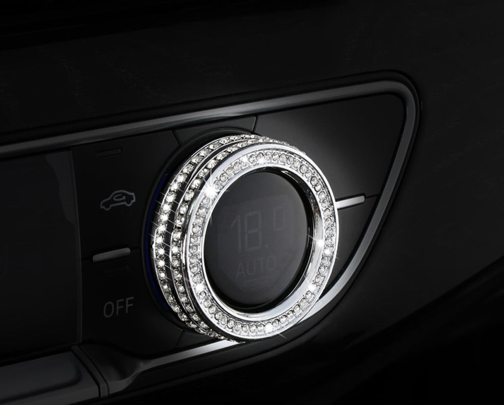 Shiny Crystal AC Knob Ring Covers for 2017+ Audi A4 S4 A5 S5 RS5 - Luxury Interior Upgrade & Climate Control Decor
