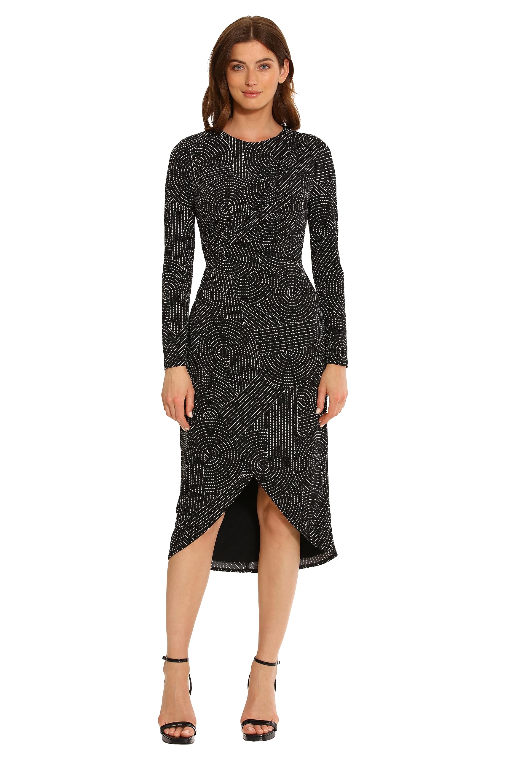 Maggy London Women's Elegant Wrap High-Low Skirt for Office, Career & Special Events | Flattering Work Dress & Guest Outfit | Perfect for Business Meetings, Cocktail Parties & Weddings