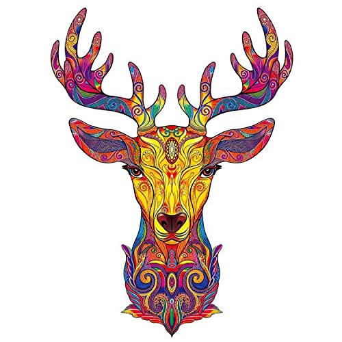 Premium Wooden Jigsaw Puzzle - Unique Deer Shape with Vibrant Colors | Fun Brain Teaser for Adults & Kids | Perfect Gift for Birthdays, Family Game Nights & Classroom Activities