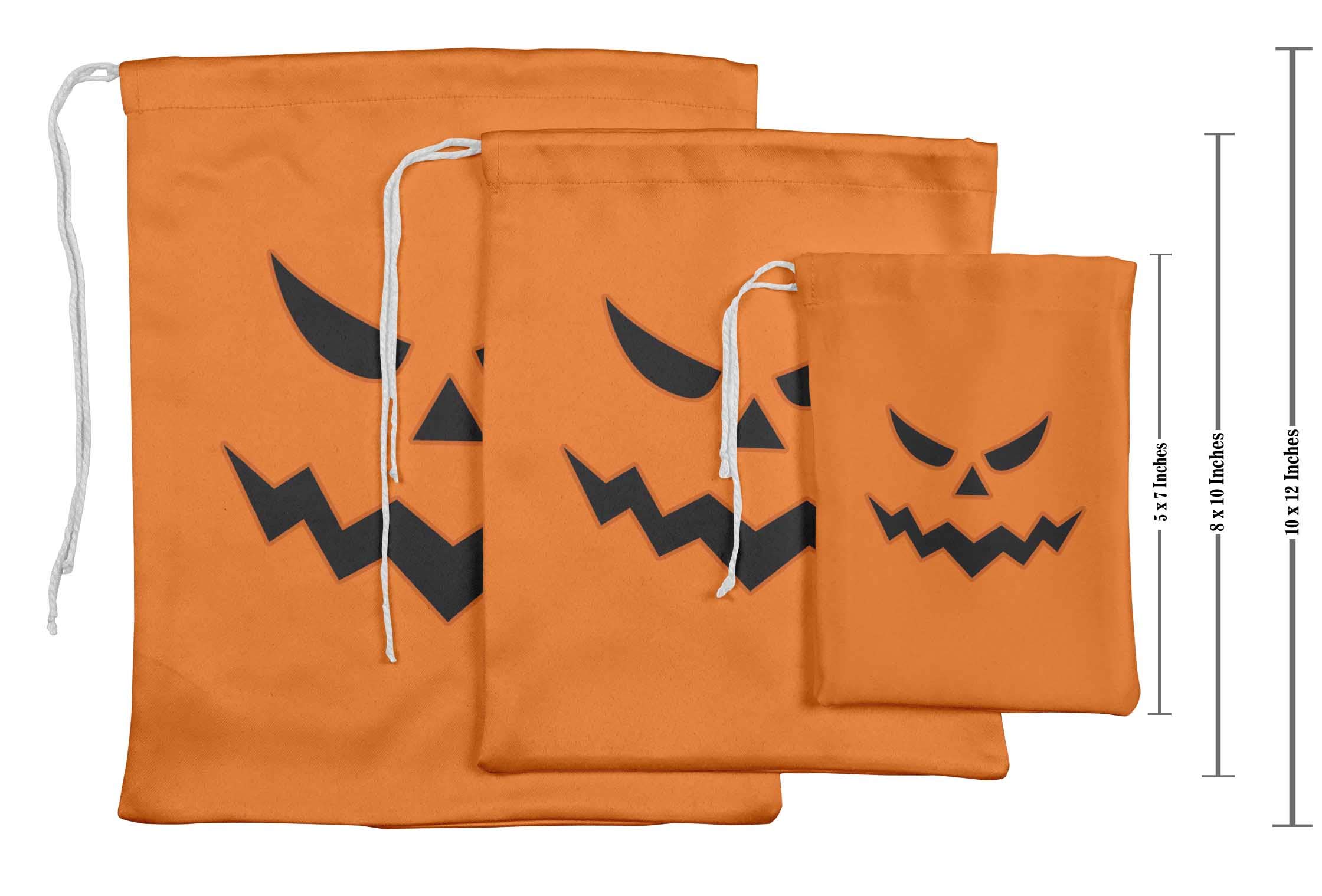 15pcs Orange Carved Angry Face Halloween Party Favor Bags - Candy Treat Pouches for Trick or Treat, Halloween Decorations & Party Supplies