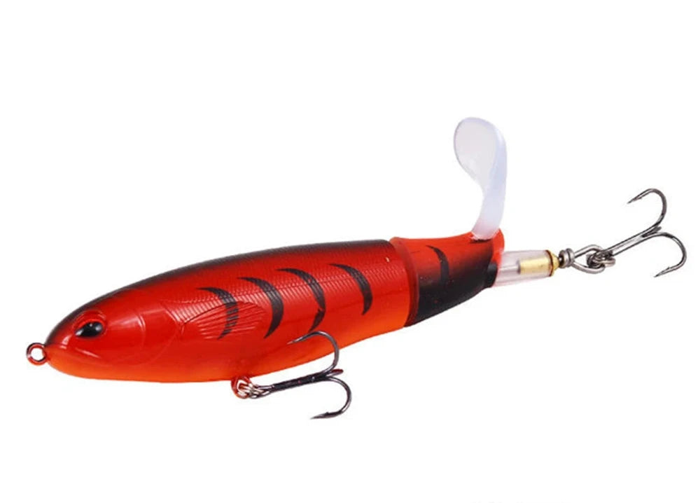 Whopper Popper Fishing Lure - Soft Rotating Tail Artificial Bait for Bass, Trout & Pike - Topwater Fishing Lures for Freshwater & Saltwater