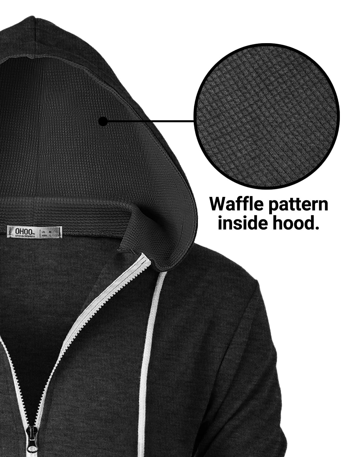 Men's Slim Fit Long Sleeve Lightweight Zip-Up Hoodie - Waffle Knit Pullover with Kangaroo Pocket for Casual Wear, Outdoor Activities & Travel