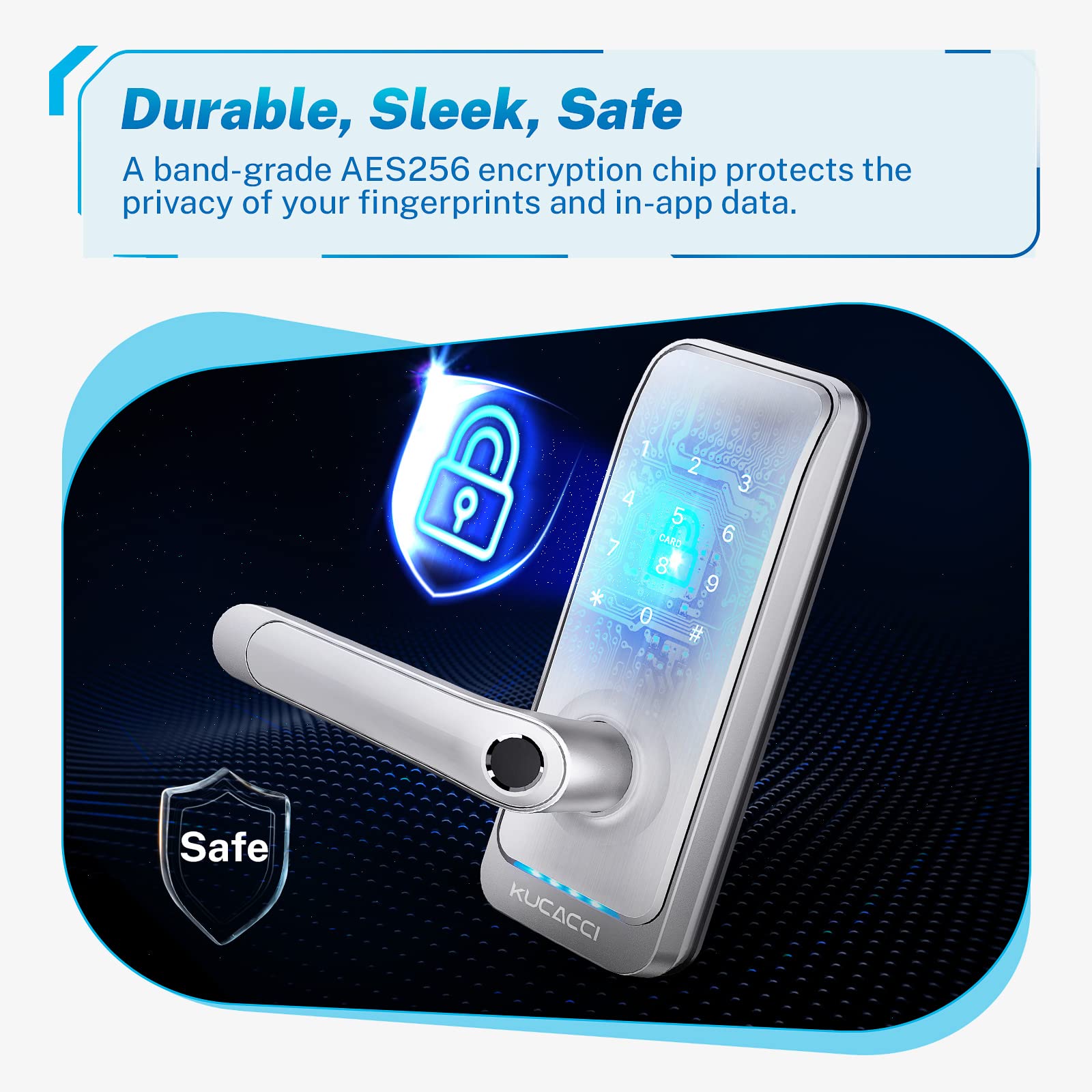 KUCACCI Smart WiFi Door Lock with Keypad & Handle - Keyless Entry, Remote Control via App, Auto-Lock - Perfect for Homes, Apartments & Vacation Rentals (White)