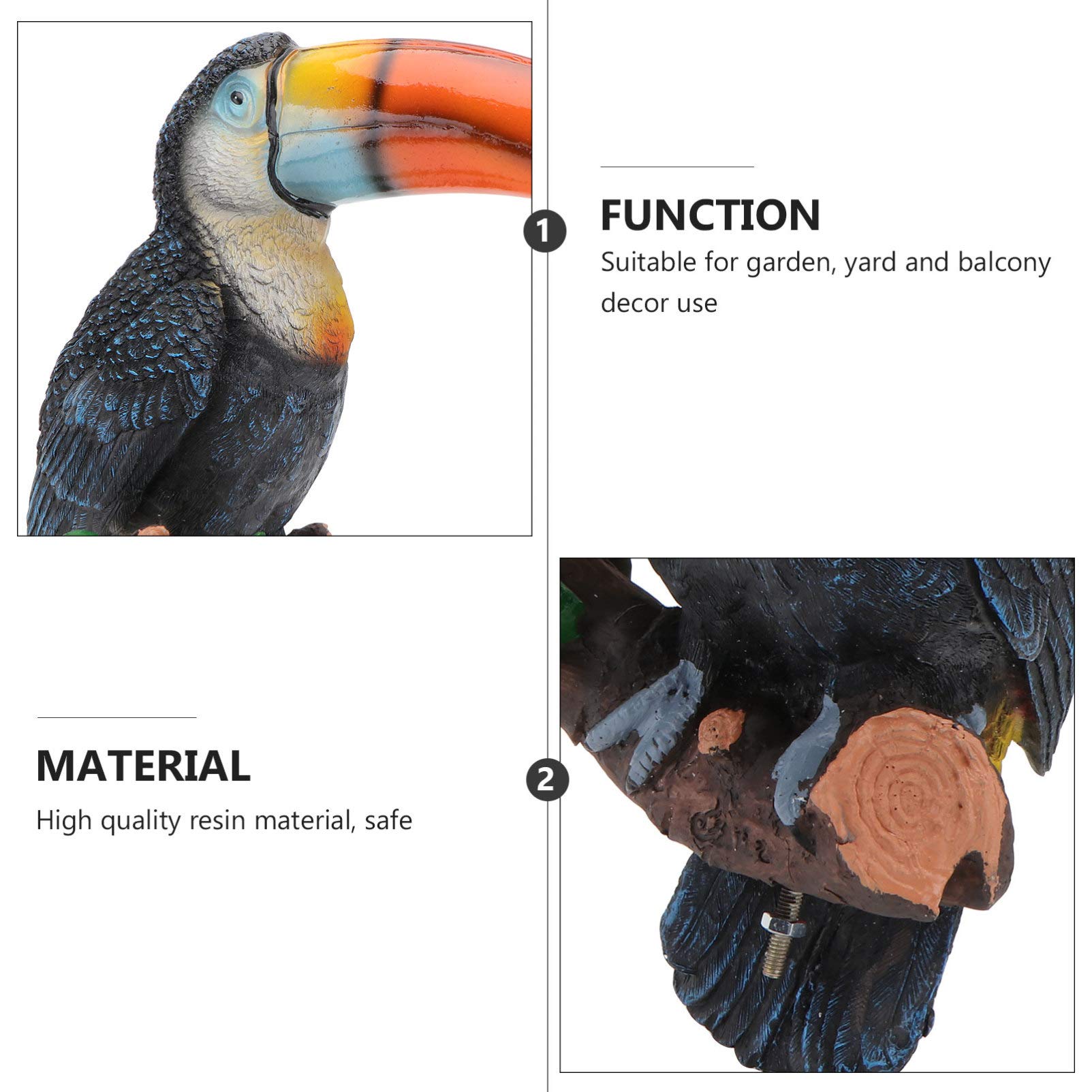 DOITOOL Large Resin Parrot Garden Sculpture - Big Mouth Parrot Ornament for Outdoor Decor, Bird-Themed Yard Art, and Tropical Backyard Scene Decoration | Perfect for Patio, Lawn, and Garden Landscaping