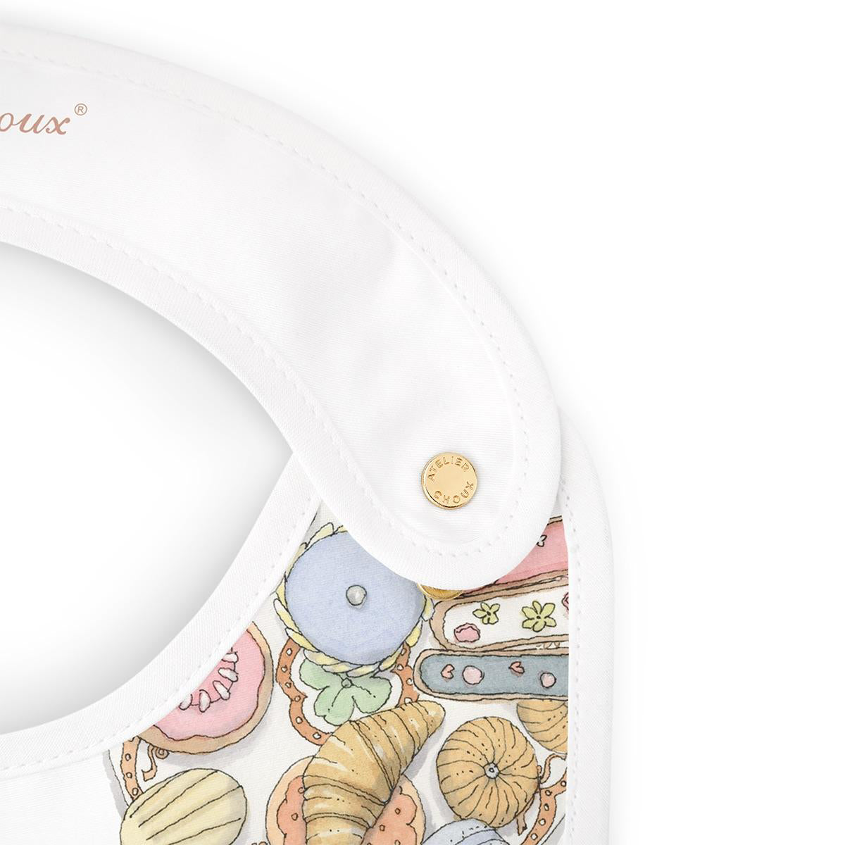 Atelier Choux Satin Bib Bon Appetit - Premium Baby Drool Bibs for Feeding & Teething - Soft & Stylish for Newborns & Toddlers - Perfect for Mealtime, Travel & Photo Shoots