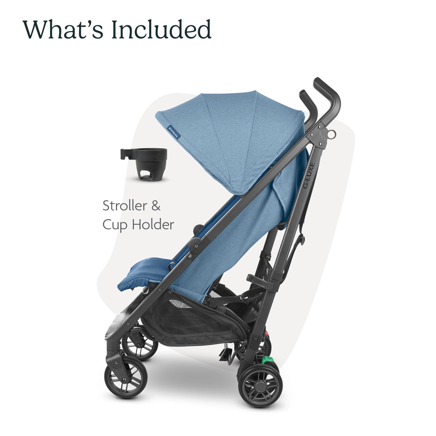 UPPAbaby G-Luxe Lightweight Umbrella Stroller for Travel - One-Hand Fold & Recline with XL Storage Basket, Sun Canopy & Cup Holder - Charlotte Stroller in Coast Blue Mélange/Carbon Frame - Perfect for Airports, Shopping & City Walks
