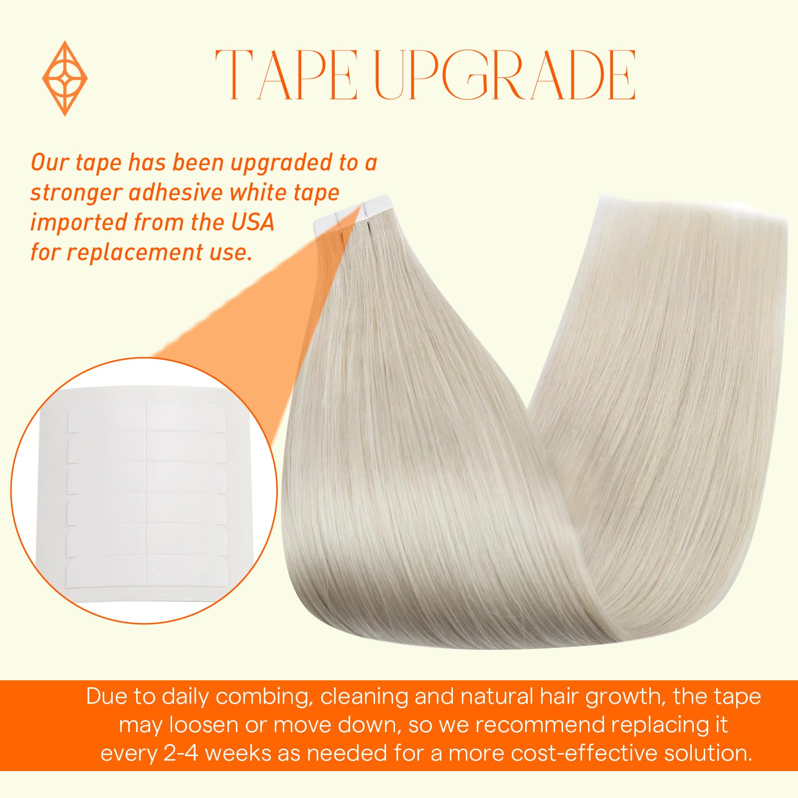 100% Human Hair Tape-In Extensions 22 Inch Blonde 40Pcs (100g) - Seamless Glamorous #1000 White Blonde Extensions for Volume & Length | Perfect for Weddings, Parties & Everyday Styling