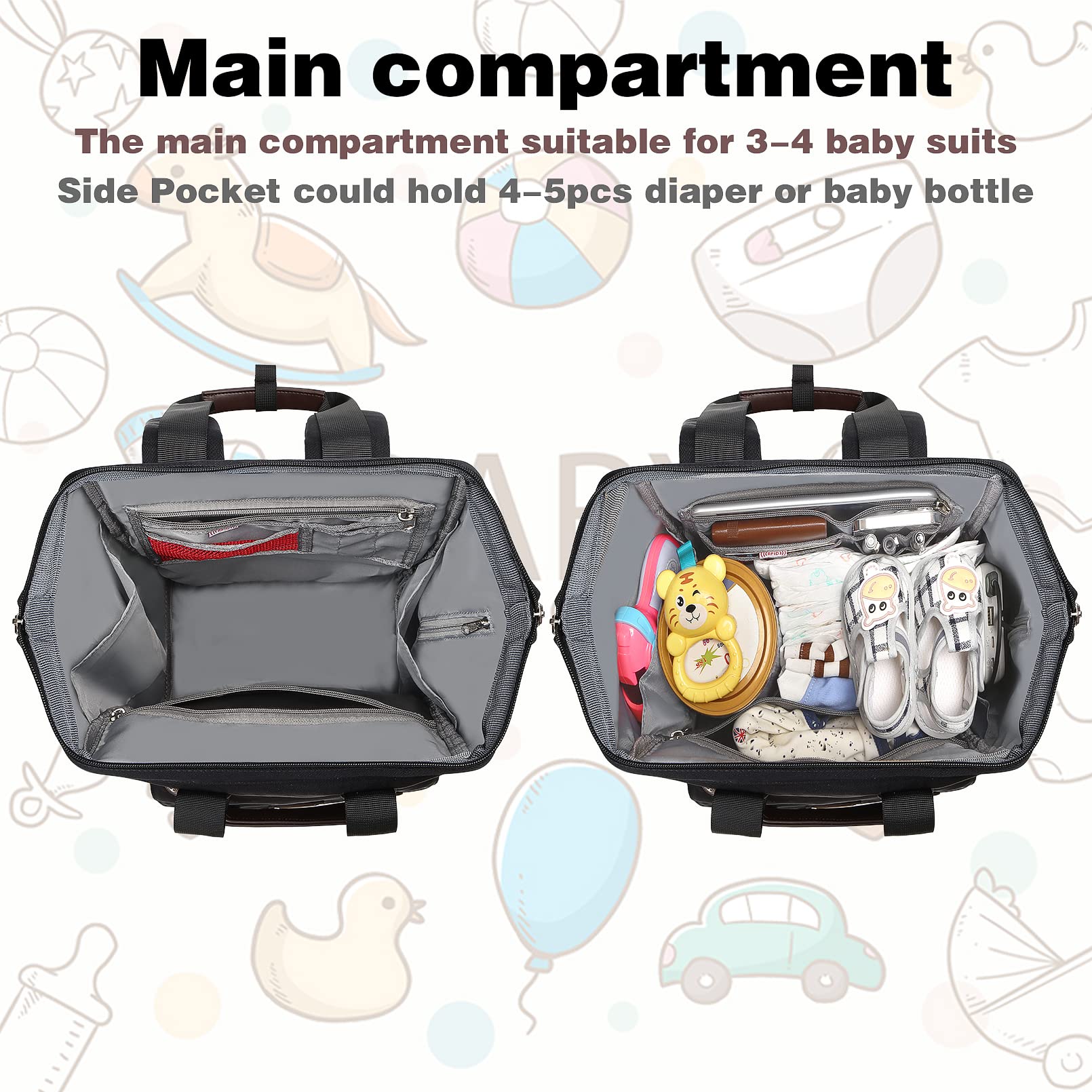 Jiefeike Diaper Bag Backpack for Baby Boys & Girls - Insulated Pockets, USB Charging Port, RFID Anti-Theft, Water-Resistant - Perfect for Parents, Stroller Straps Included - Ideal for Travel, Outings & Daily Baby Care