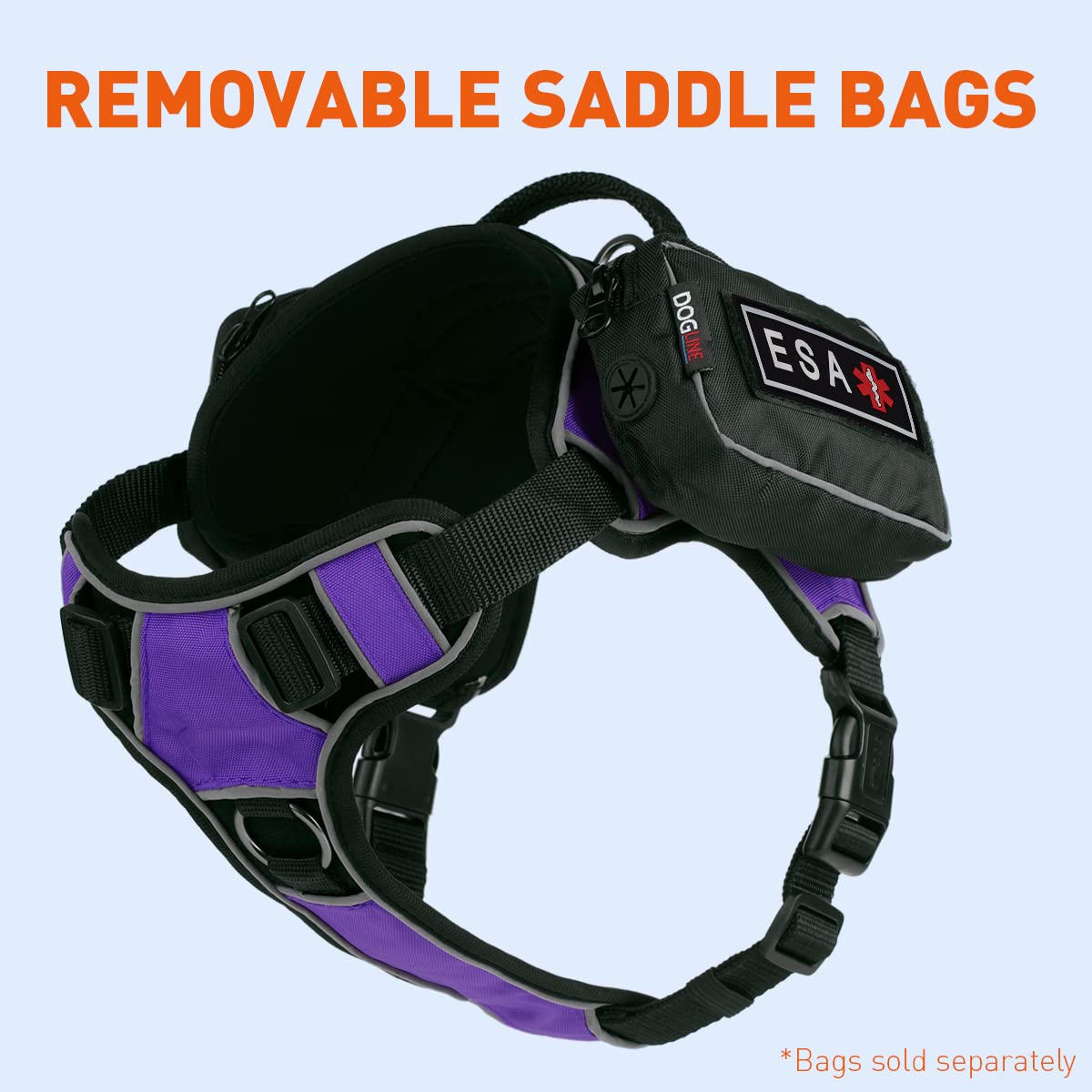 No-Pull Dog Harness with Reflective Strips & Quick Release Buckles - Soft Comfortable Vest with 3D Rubber ESA Patches & Handle - Adjustable 15-18 Inch Purple Harness for Walking, Training & Outdoor Adventures
