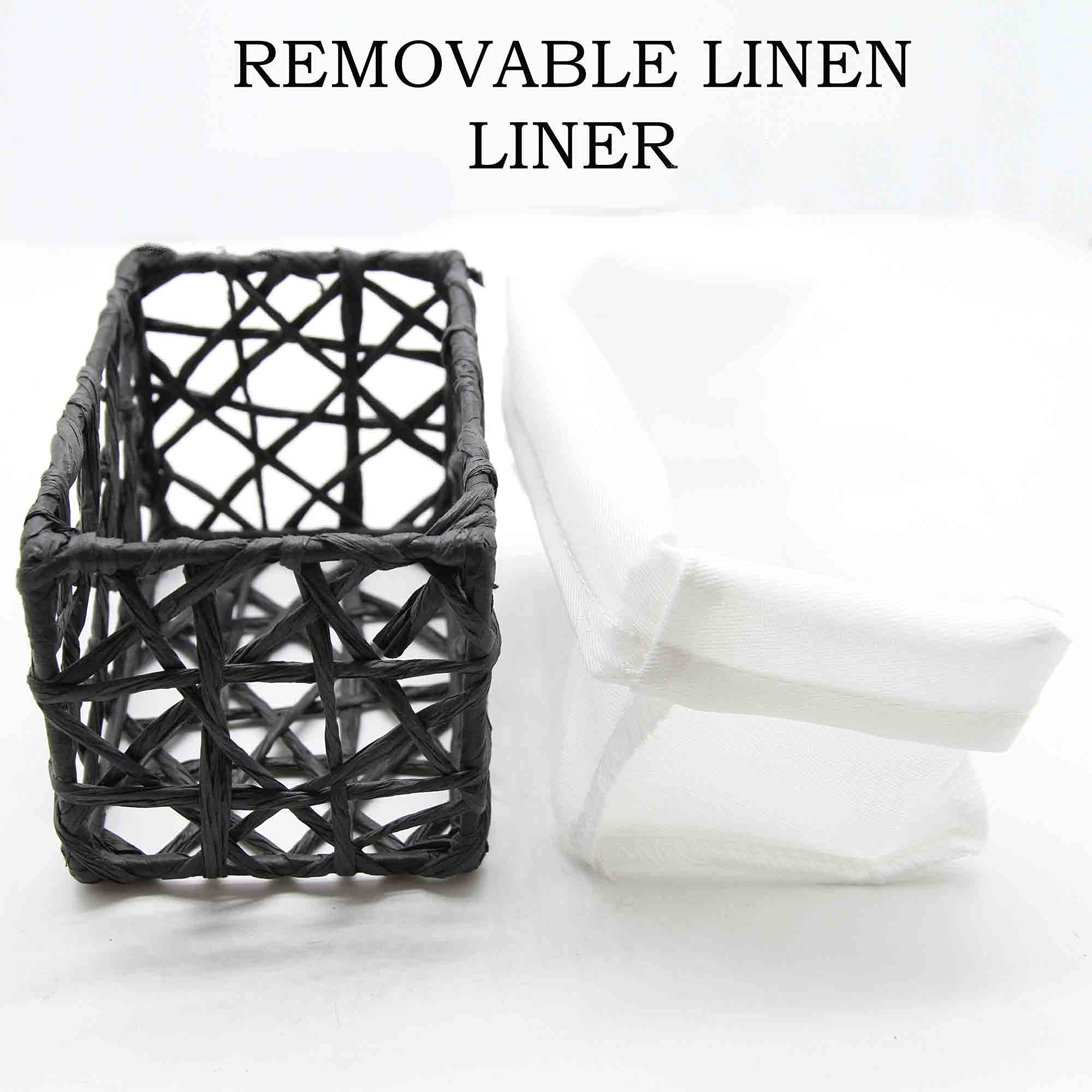 Eco-Friendly Paper Rope Storage Baskets Set of 4 - Black Woven Organizer Bins for Home, Office & Laundry Organization