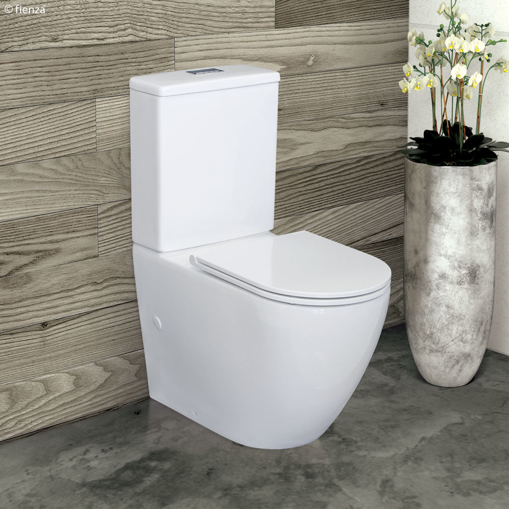 Fienza Alix Back to Wall Toilet Suite with Slim Seat - Space-Saving Modern Bathroom Solution for Small Bathrooms & Powder Rooms