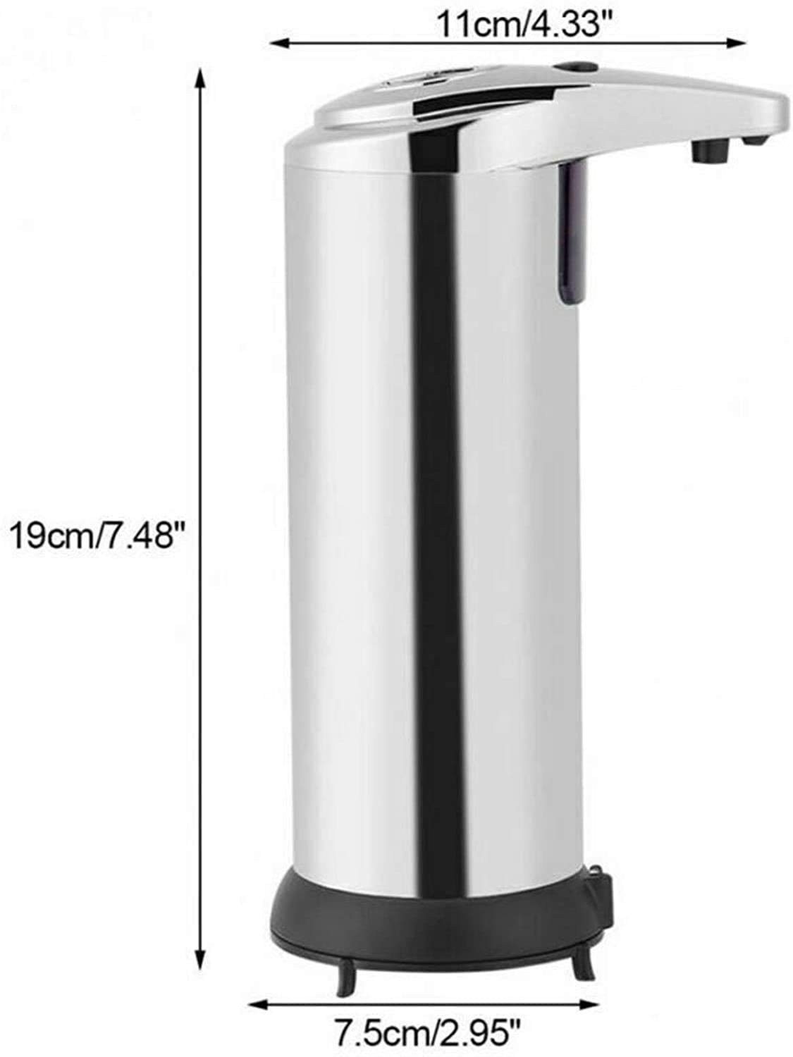 Automatic Touchless Gel Soap Dispenser with Motion Sensor - 250ml Battery Operated Hands-Free Soap Dispenser for Kitchen, Bathroom & Office - Black Waterproof Electric Gel Dispenser for Liquid Soap