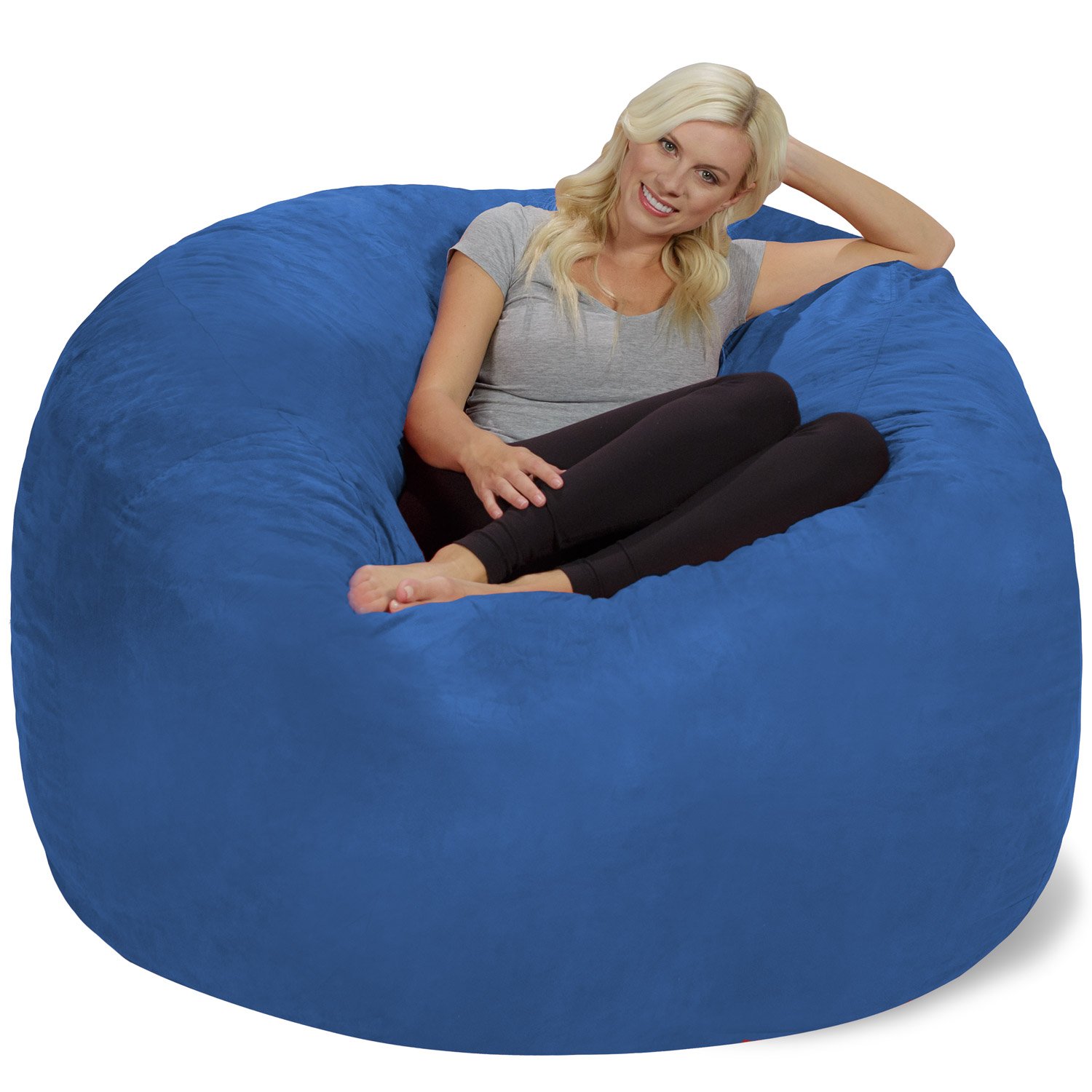 Chill Sack 6-Foot Memory Foam Bean Bag Chair - Giant Oversized Sofa with Soft Microfiber Cover (Royal Blue) for Living Room, Game Room, Dorm & Home Theater Relaxation