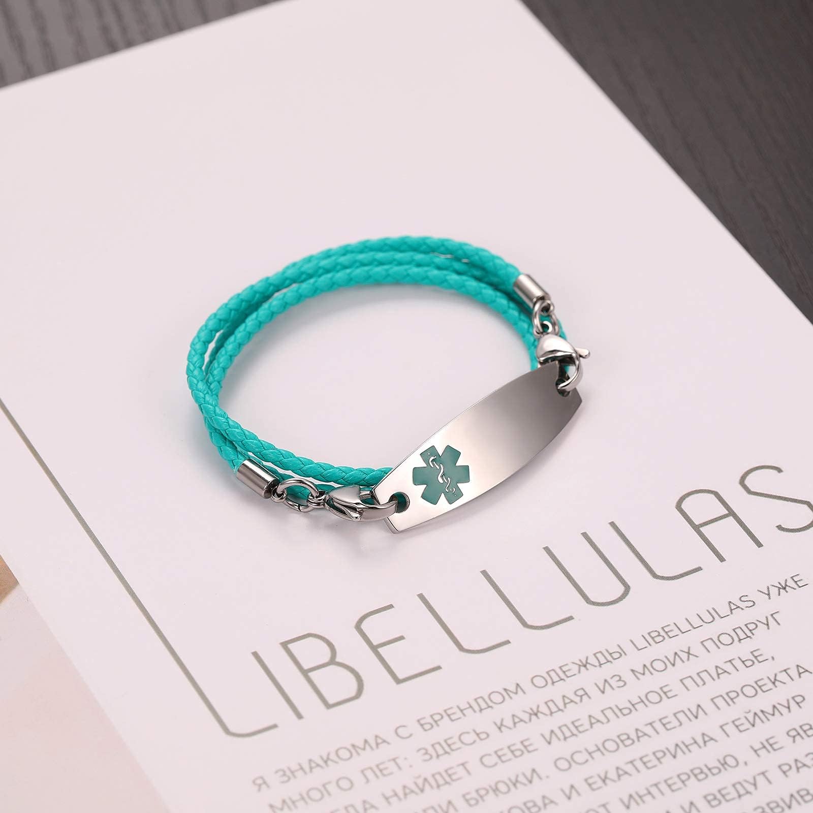 Personalized Medical Alert Bracelet for Women & Girls - Free Engraving, 3-Layer Stainless Steel Chain, Custom Medical ID Bracelet (5.5-8.5 Inch Adjustable) - Perfect for Allergies, Diabetes & Emergency Health Conditions