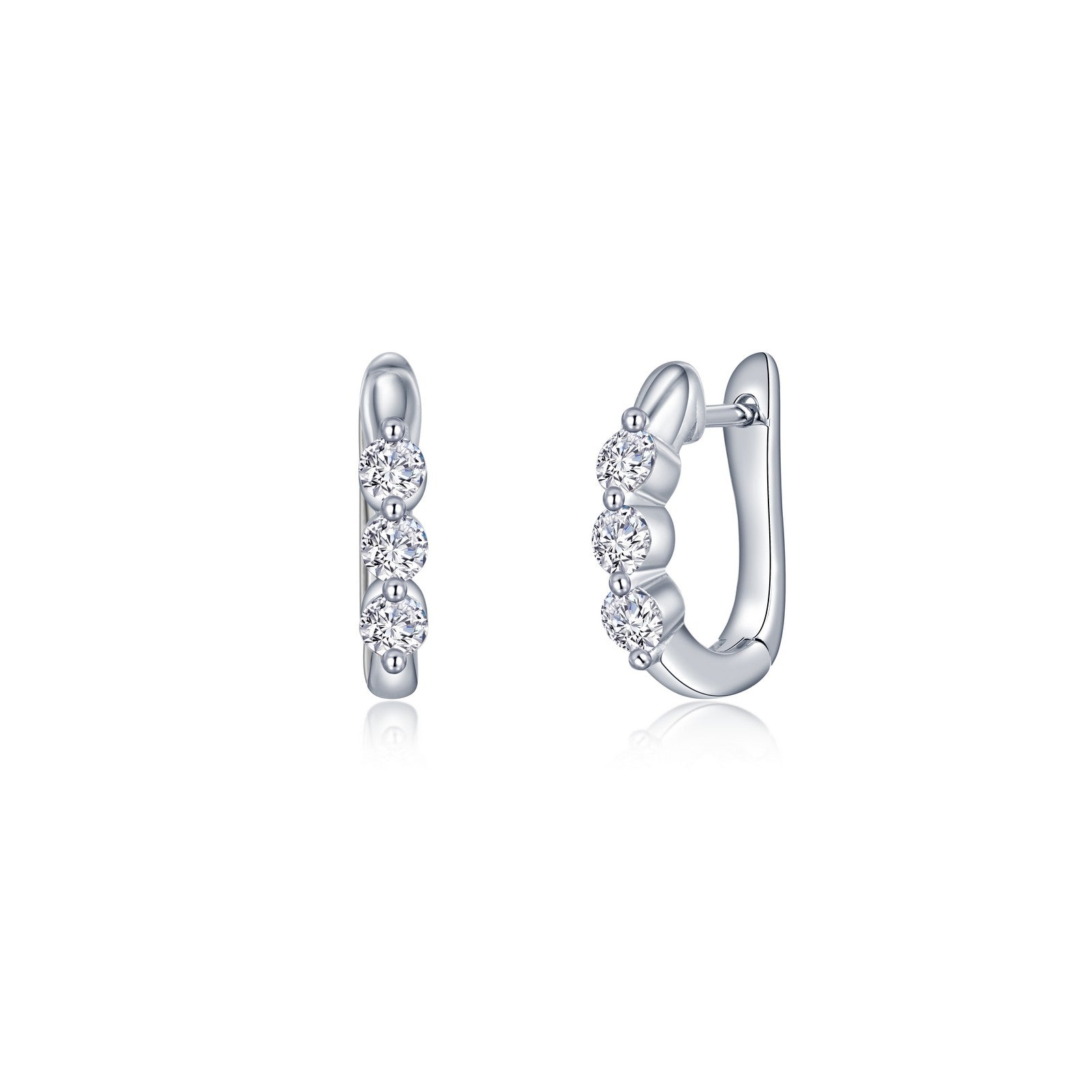 1.5 CTW 3 Stone Huggie Hoop Earrings for Women - 14K Gold Plated Huggie Hoops - Perfect for Everyday Wear, Date Night & Special Occasions