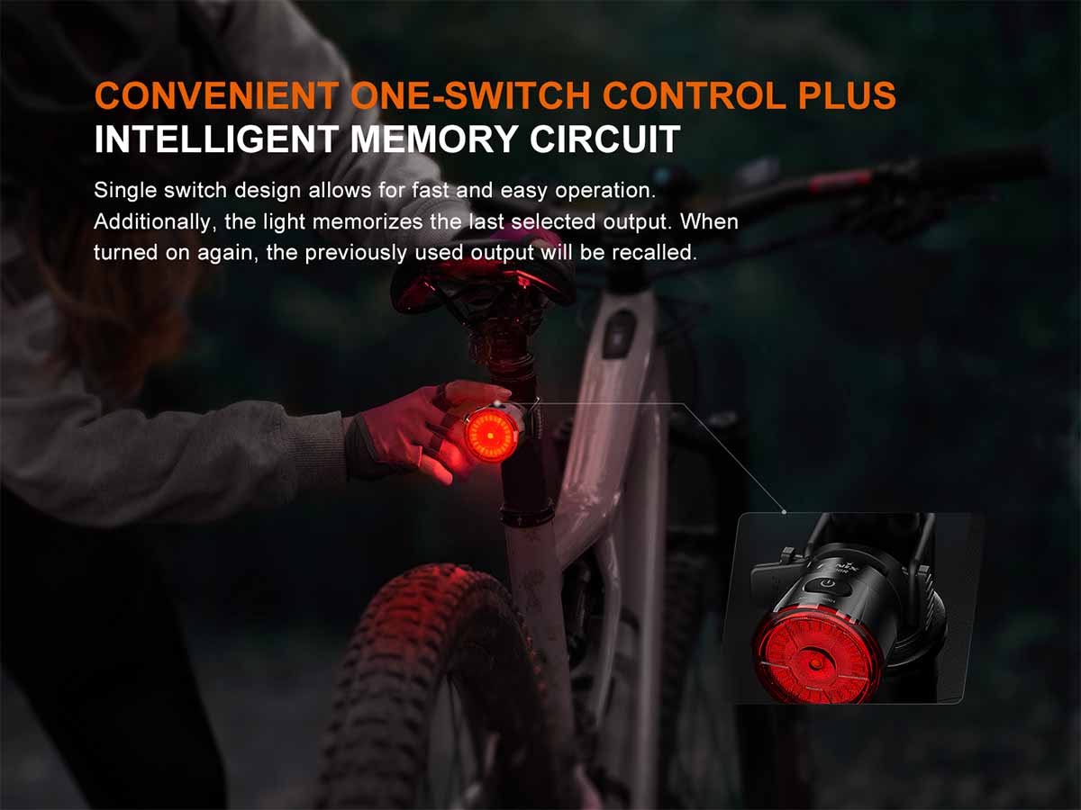 Fenix BC06R USB Rechargeable Bike Tail Light - 300 Lumens, 5 Lighting Modes, IP66 Waterproof for Cycling Safety at Night & Commuting