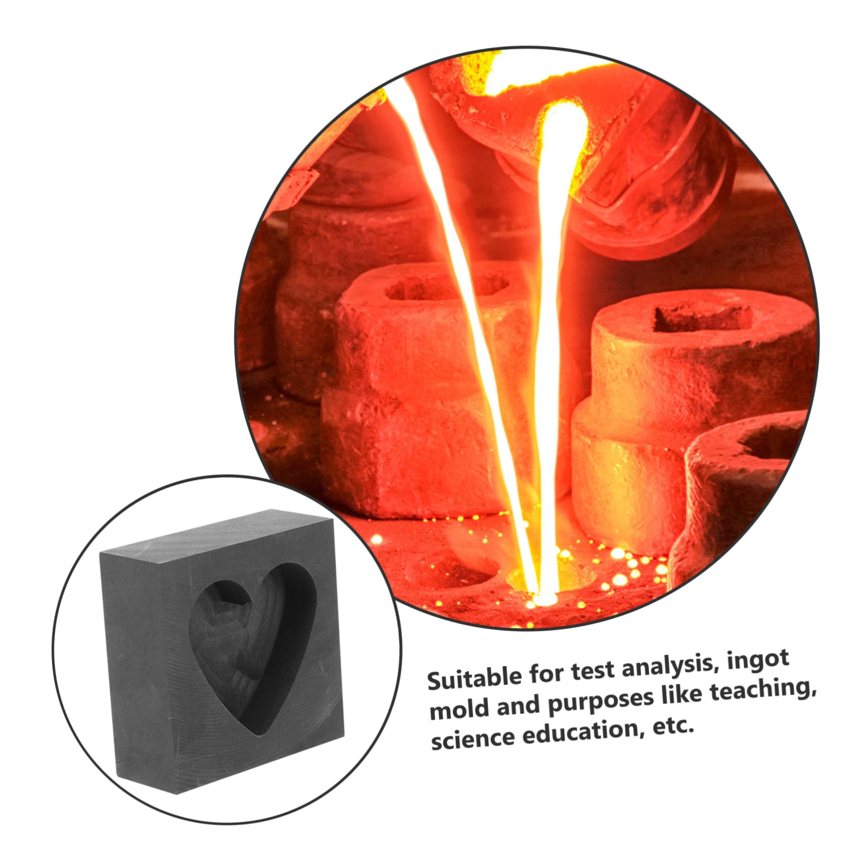Premium Heart-Shaped Graphite Ingot Molds for Gold & Silver Casting - High Thermal Conductivity Metal Melting Molds - Perfect for Jewelry Making, DIY Metalworking & Precious Metal Refining