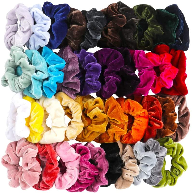 Staila 12 Pack Velvet Hair Scrunchies - Soft Elastic Hair Bands for Women & Girls - Hair Ties & Ropes for Ponytails, Buns & Everyday Hair Accessories (Perfect for School, Work, Gym & Casual Wear)