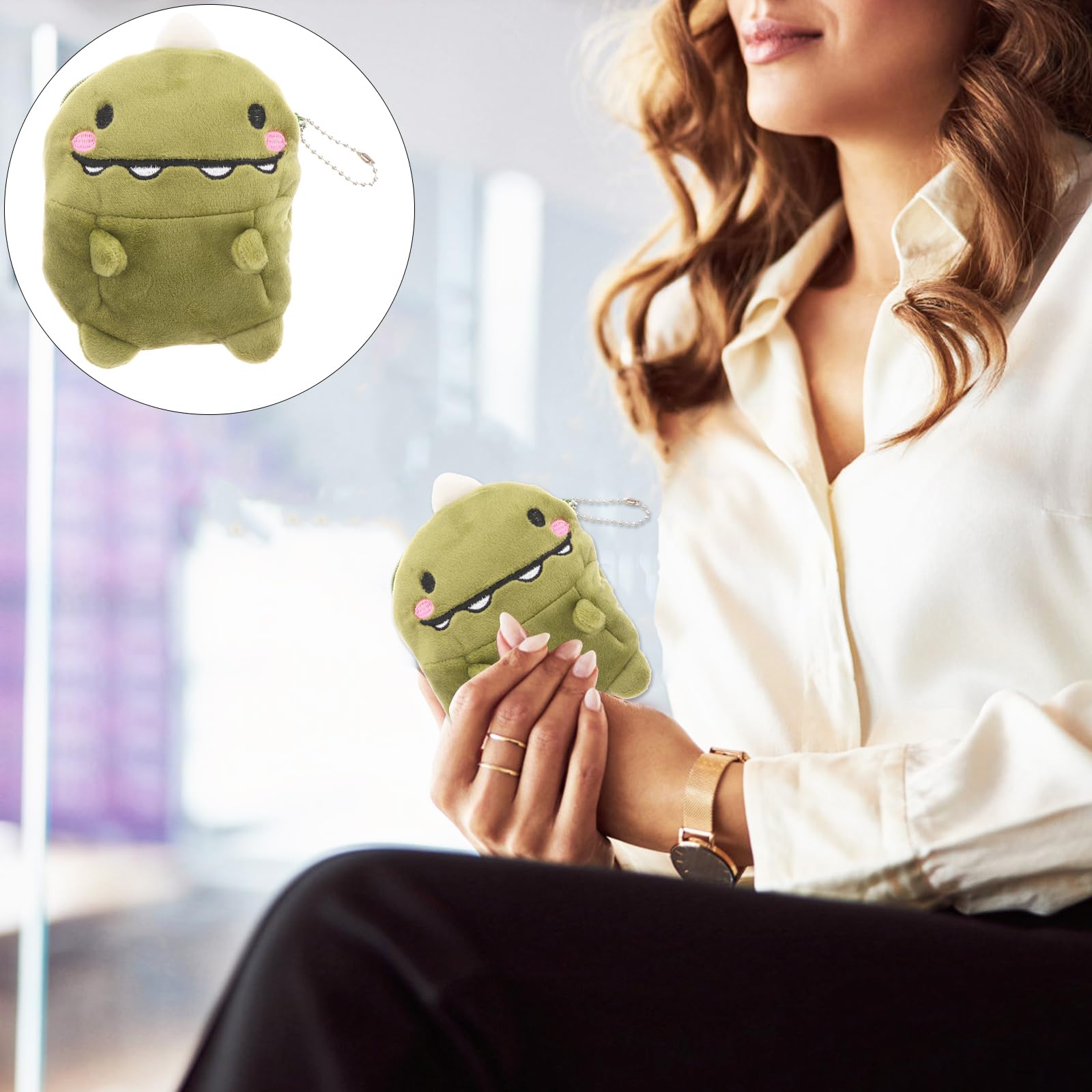 Cute Green Dinosaur Coin Purse - Plush Dinosaur Pouch & Mini Wallet for Women & Girls | Perfect for Collecting Coins, Keys & Small Essentials (Dinosaur-Themed Gift Idea)