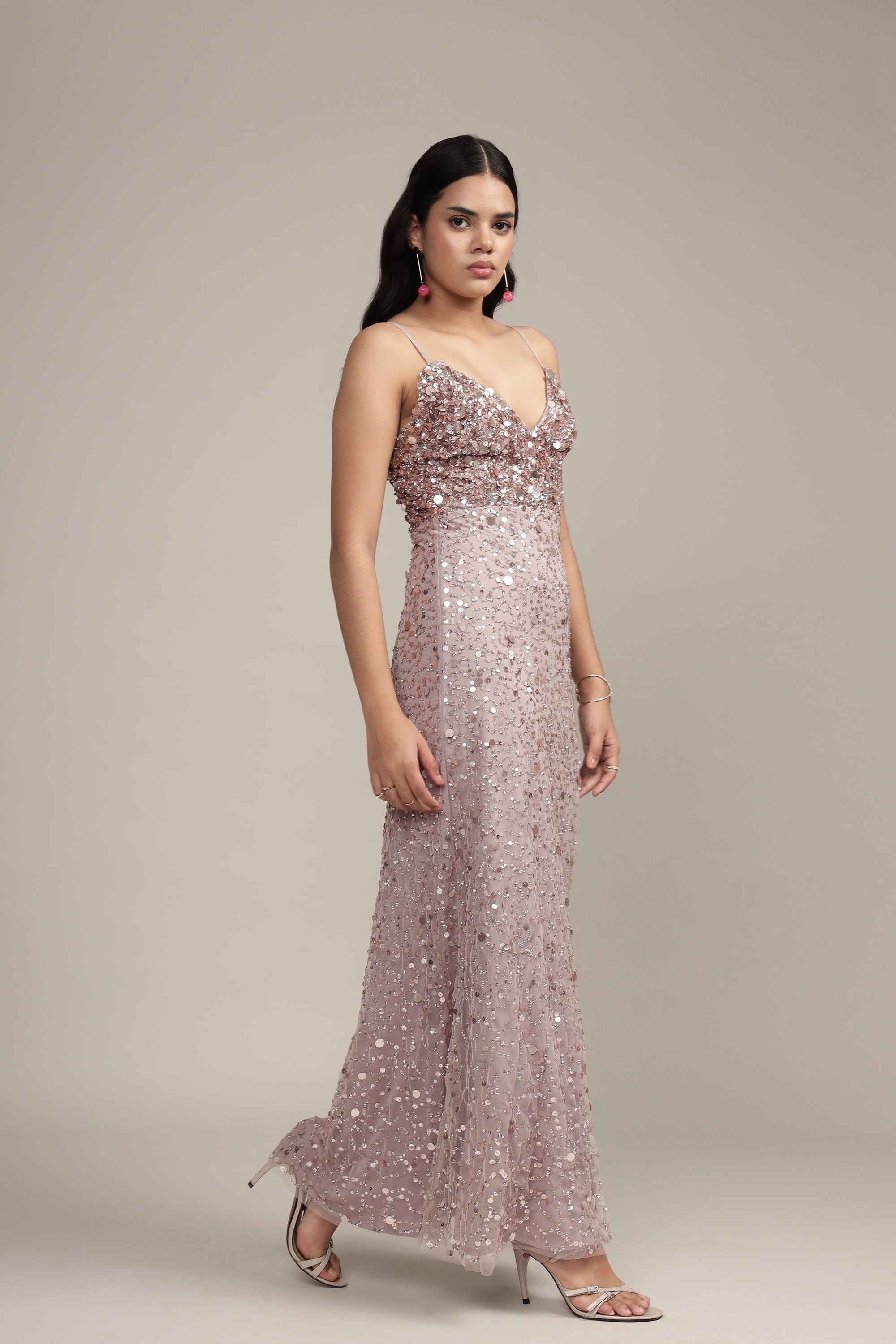 Elegant Betty Beaded Champagne Maxi Dress for Women - Perfect for Weddings, Evening Parties & Special Occasions