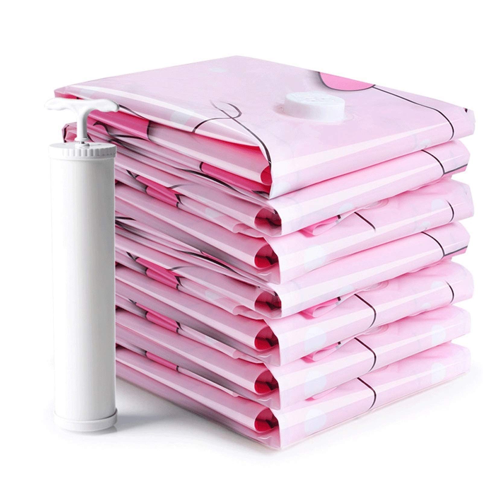 Premium Vacuum Storage Bags - 80% More Space Saving | Hand Pump Included | Double-Zip & Triple Seal Turbo Valve | 4 Bags + 1 Pump | Perfect for Travel, Closet Organization & Seasonal Storage
