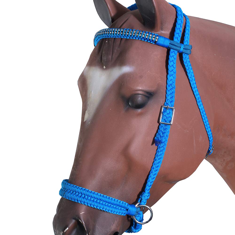 HILASON Braided Paracord Horse Bridle with Crystals - for Trail Riding & Shows
