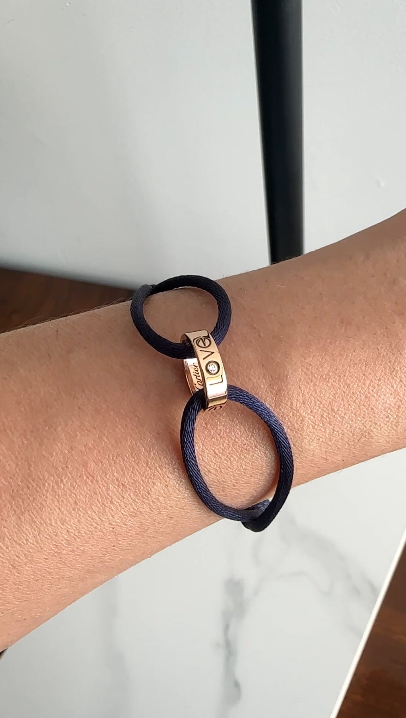 Cartier 18k Rose Gold Love Cord 1 Diamond Bracelet for Women - Luxury Jewelry Gift for Anniversary, Valentine's Day & Special Occasions