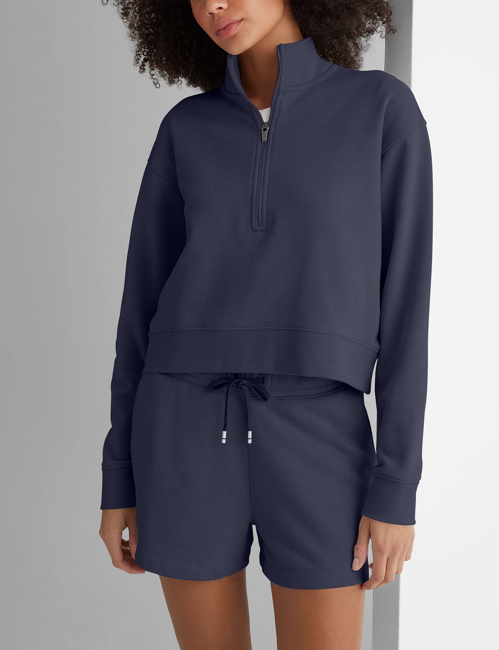 Women's French Terry Half Zip Sweatshirt - Cozy Pullover Hoodie for Casual Wear, Gym & Lounge | Soft Fleece-Lined Comfort Top for Fall & Winter