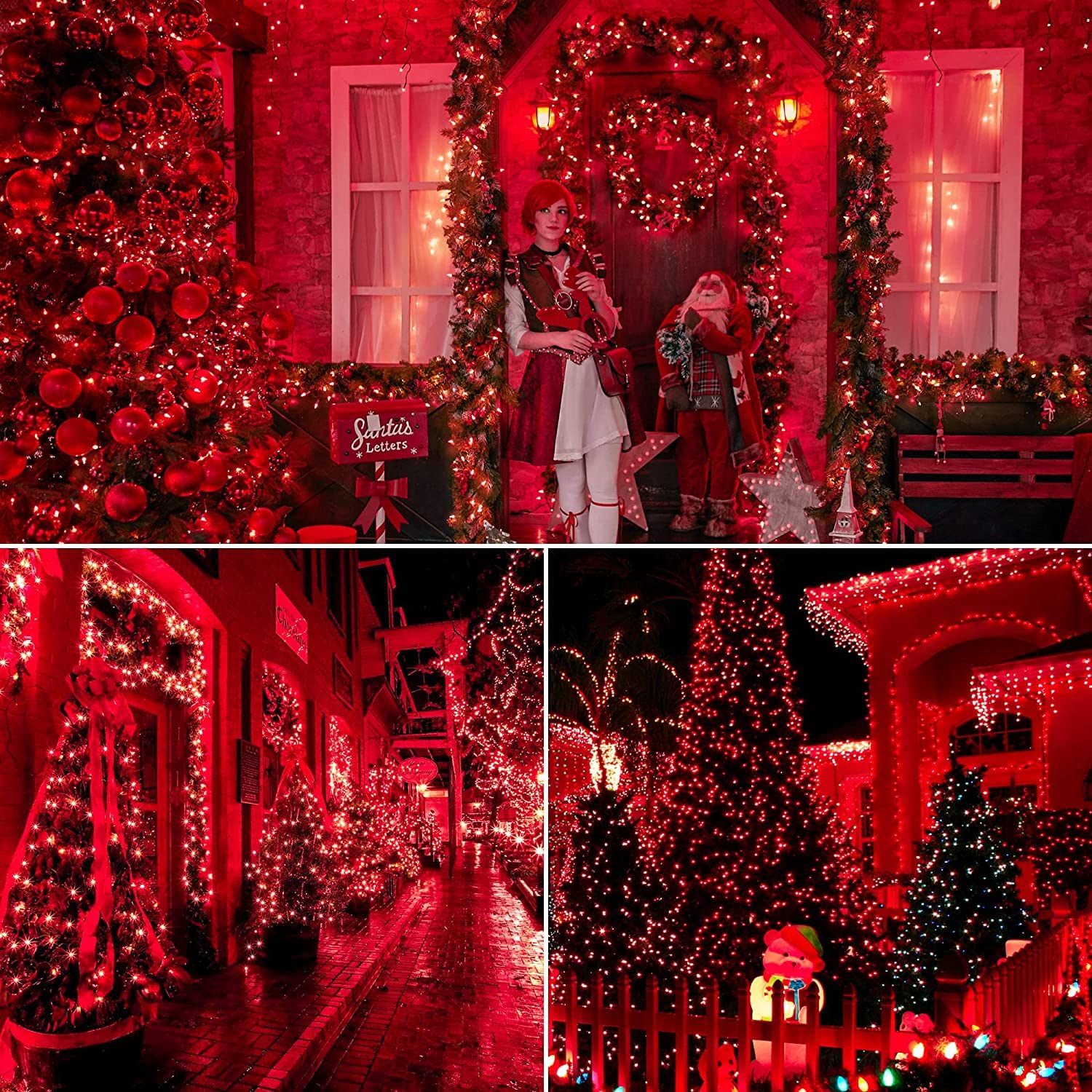 100 LED Cherry Blossom String Lights - Red Flower Fairy Lights for Bedroom Decor, Party, Wedding & Outdoor Garden - Extendable Romantic LED Lights (Red)