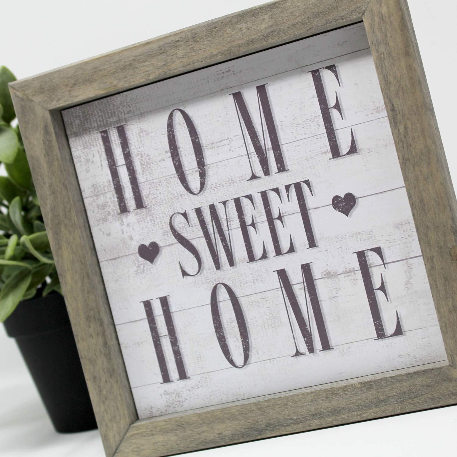 8x8 Inch Rustic Farmhouse Sign - 'Home Sweet Home' Wall Decor for Living Room, Kitchen, or Entryway