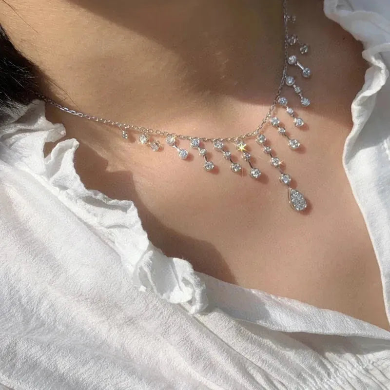 18K White Gold Diamond Necklace for Women - 2.0ct Natural Diamonds Luxury Jewelry Gift | Perfect for High-Class Banquets, Parties & Special Occasions