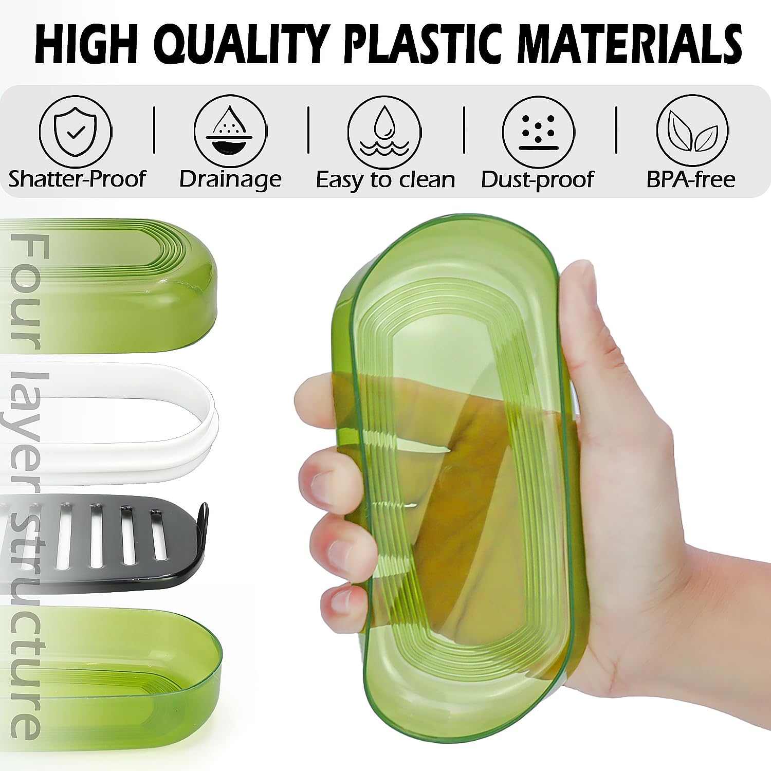 Eco-Friendly Shampoo Bar Holder & Travel Soap Case - Durable Soap Dish for Shampoo & Conditioner Bars - Perfect for Duke Cannon Soap - Large Soap Container for Travel, Camping, Gym & Bathroom (Green) - Ideal for On-the-Go Hygiene & Sustainable Living