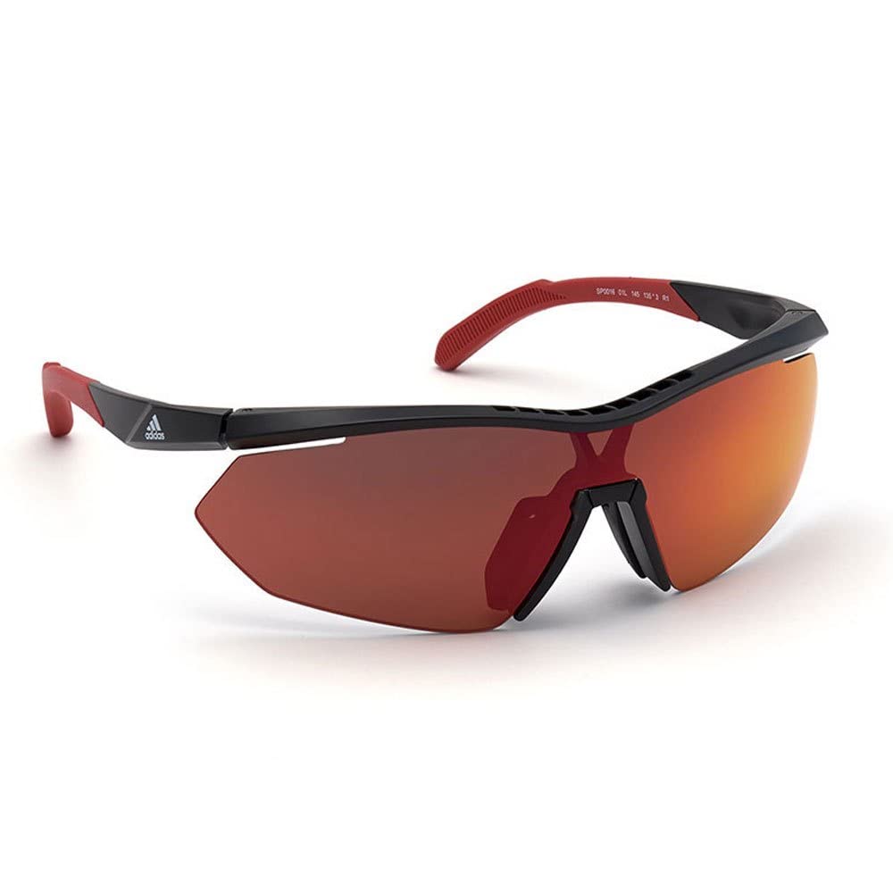 Adidas Sport SP 0016 01L Polarized Sunglasses - Shiny Black Frame with Roviex Mirror Lenses for Running, Cycling & Outdoor Activities
