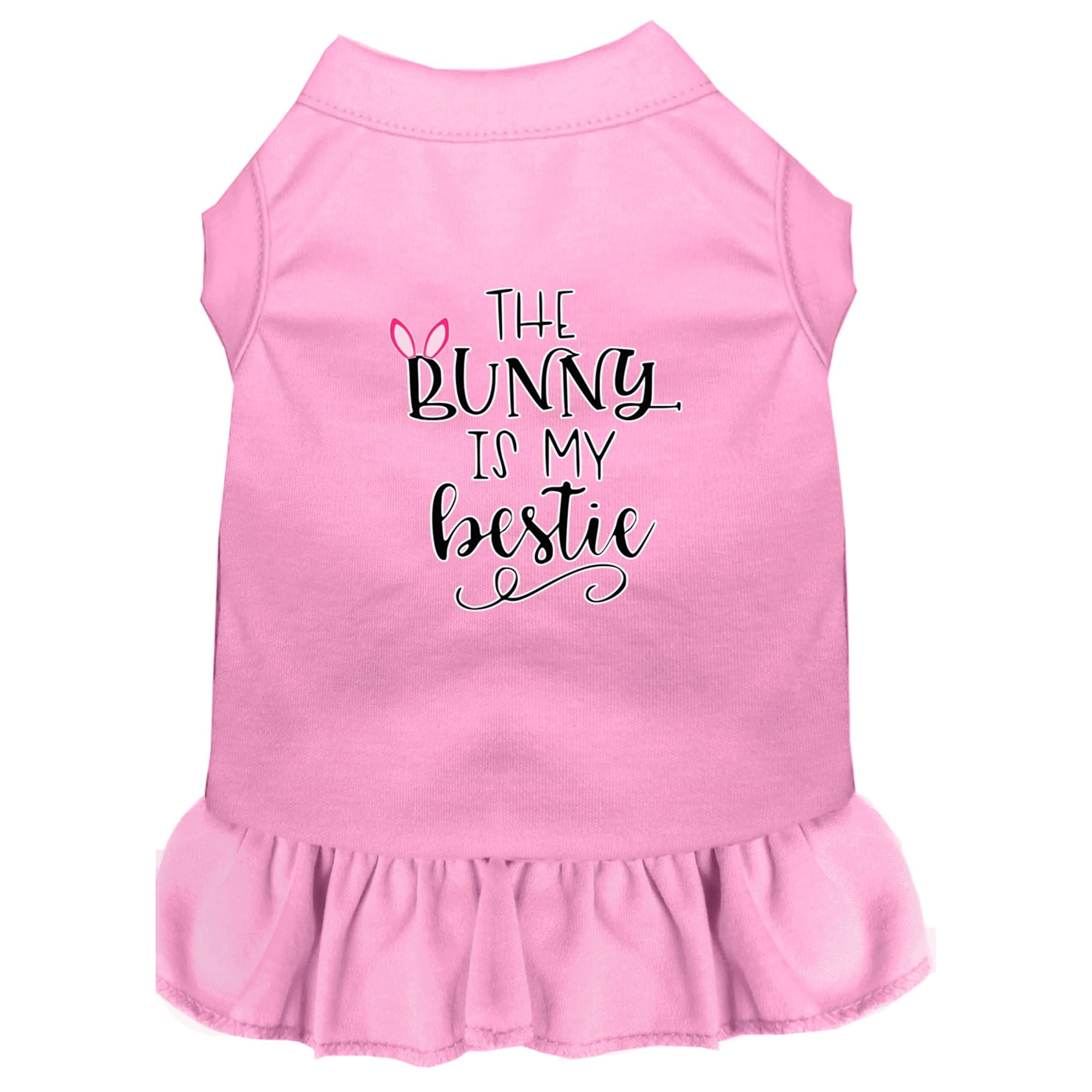 Pet Dog & Cat Dress - 'The Bunny Is My Bestie' Light Pink XL (14-20 lbs) | Cute Easter Costume for Small Pets | Perfect for Holiday Photos & Parties