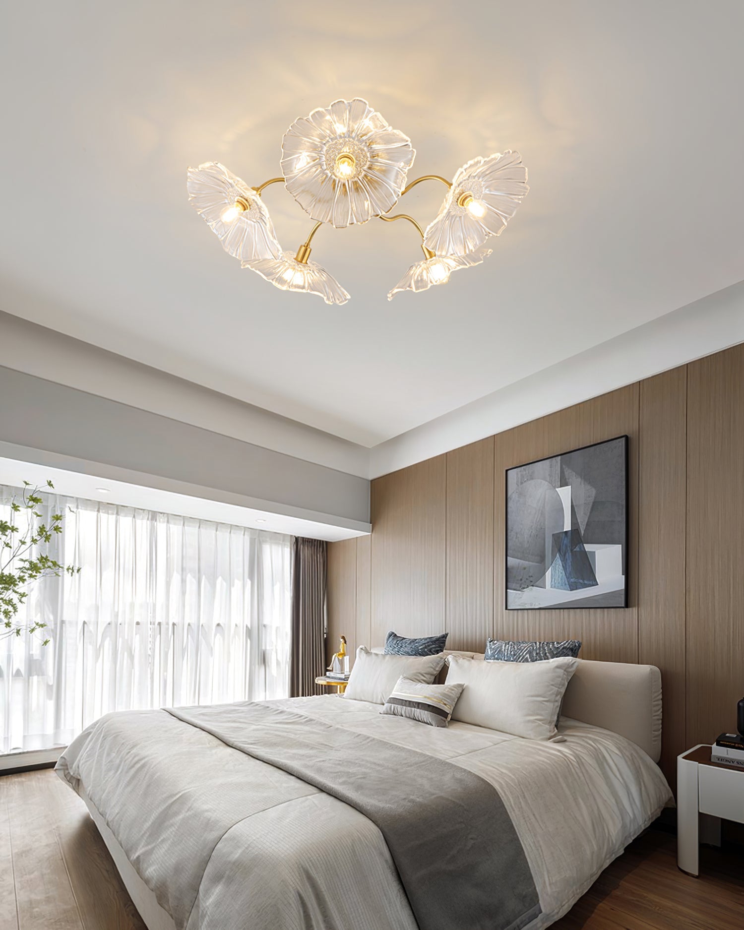 Lotus Leaf Glass Ceiling Light Fixture - Modern Nature-Inspired Pendant Lamp for Living Room, Bedroom & Dining Room Decor